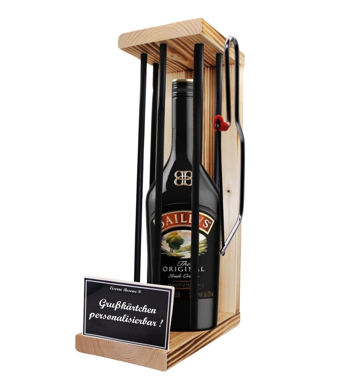 Personalisierte Geschenke für Männer Frauen Geschenkidee mit Namen - Eiserne Reserve Black Edition Baileys Likör (1 x 0.7 l) incl. Notsäge - Papa Mama Geburtstag Hochzeit