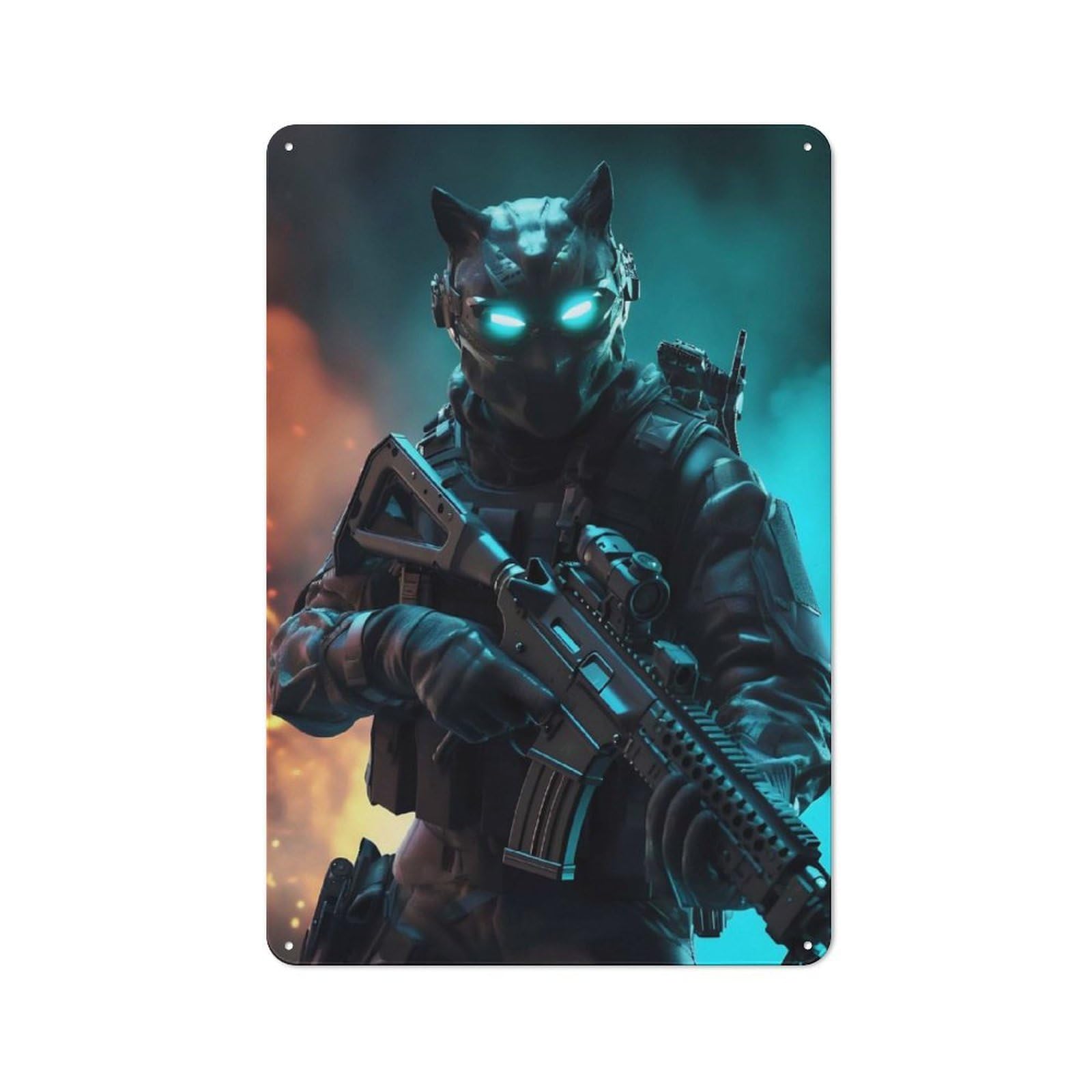 Junmoney Panthers Soldier Vintage Metal Wall Decor 30X20cm, Garage Metal Sign For Garage, Workshop, Shed Or Utility Room