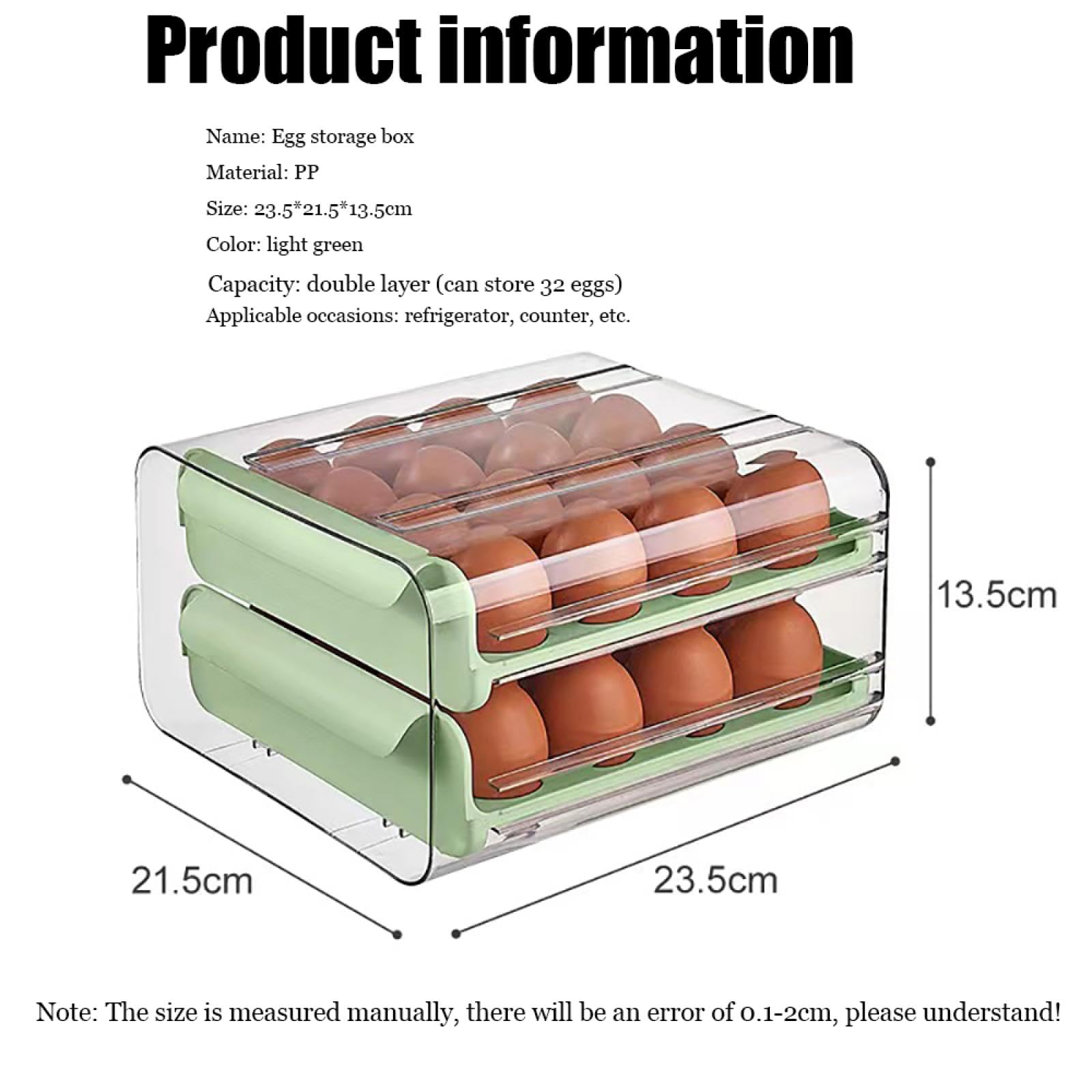Caja de Almacenamiento de Huevos de Doble Capa,Soporte para Huevos para refrigerador,Almacenamiento de Huevos para encimera,Organizador de Huevos,Dispensador de Huevos para refrigerador