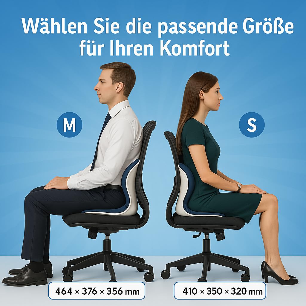 Soporte lumbar ortopédico – Cojín protector de espuma viscoelástica para asiento y respaldo para corrección de postura, dolor de espalda y estabilización pélvica, oficina, sillas de juego y