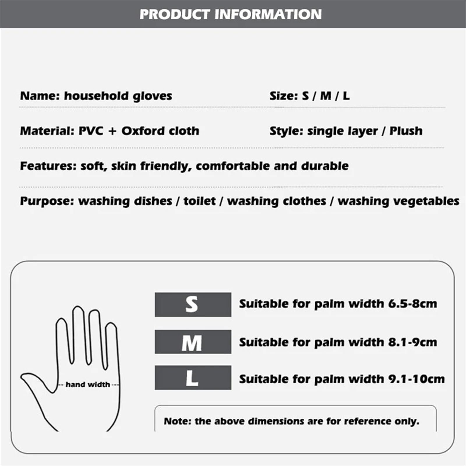Guantes Limpieza Guantes for lavar platos de una sola capa for tareas domésticas, con funda empalme, impermeables, felpa, banda elástica y goma for la boca