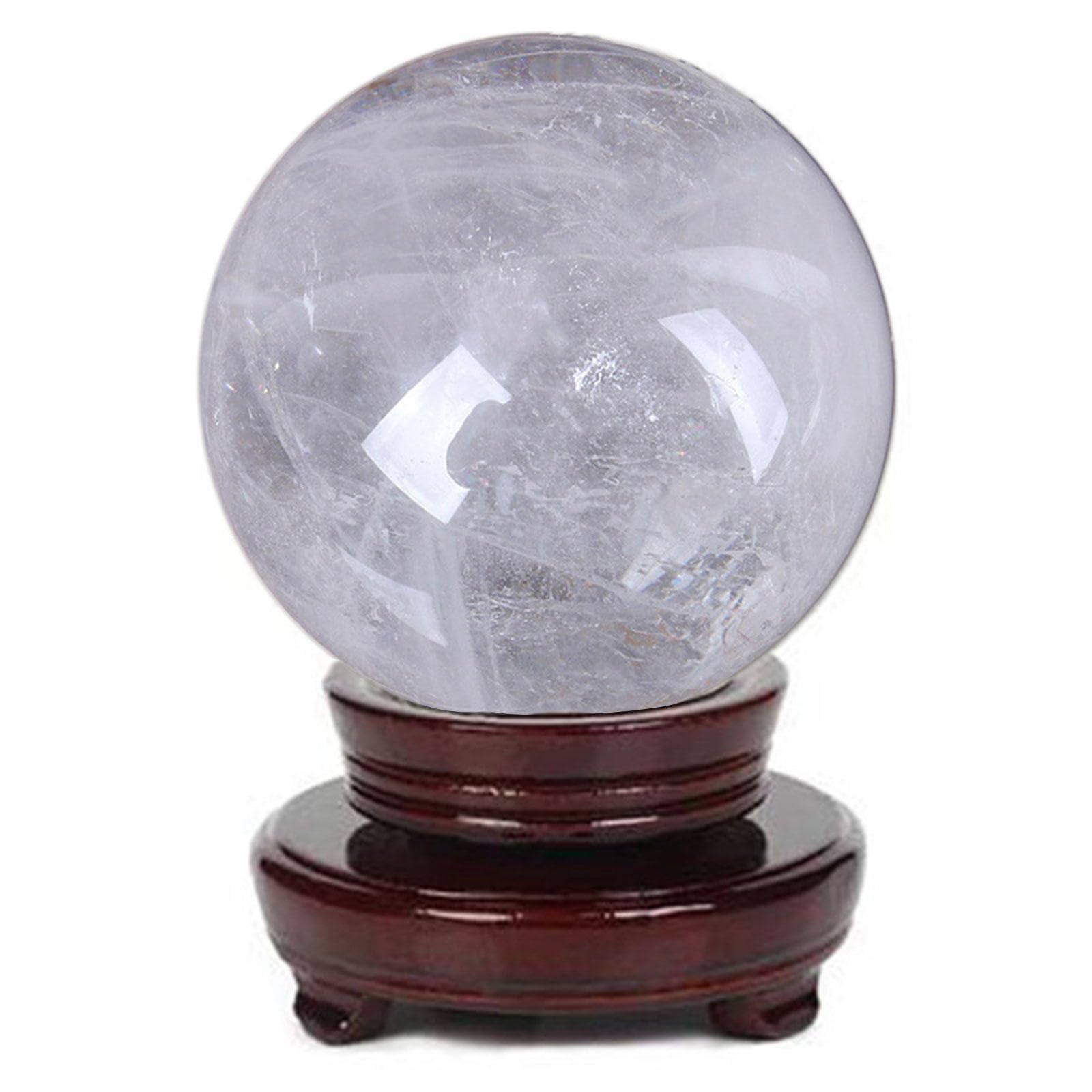 RVBLRDSE White Crystal Slightly Clear Quartz Sphere Ball, Gemstone Large with Stand Sculpture Figurine Collection,Diameter2.4(6cm) Gemstone Stone