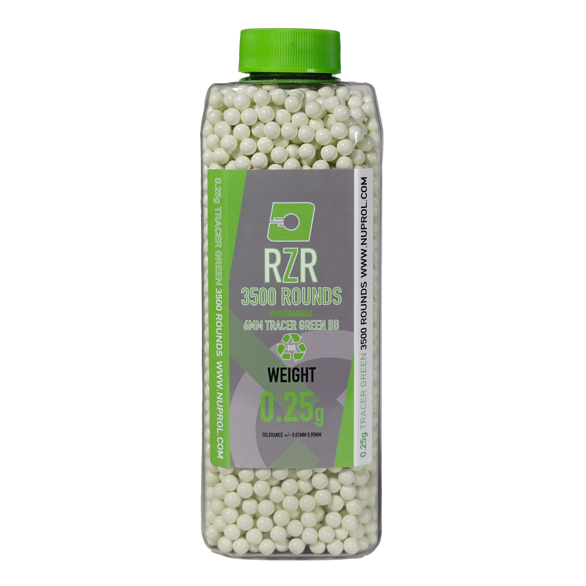 NUPROL RZR - Biodegradable Tracer Airsoft BBs - 0.25g (3500R), Green
