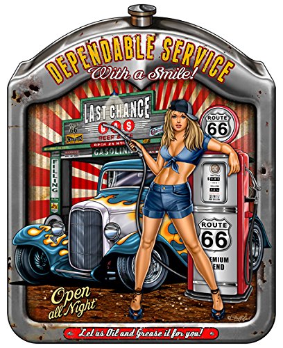 Victory Vintage Signs Pin Up Girl Sign Garage Art Hot Rod Dependable Service 14x18