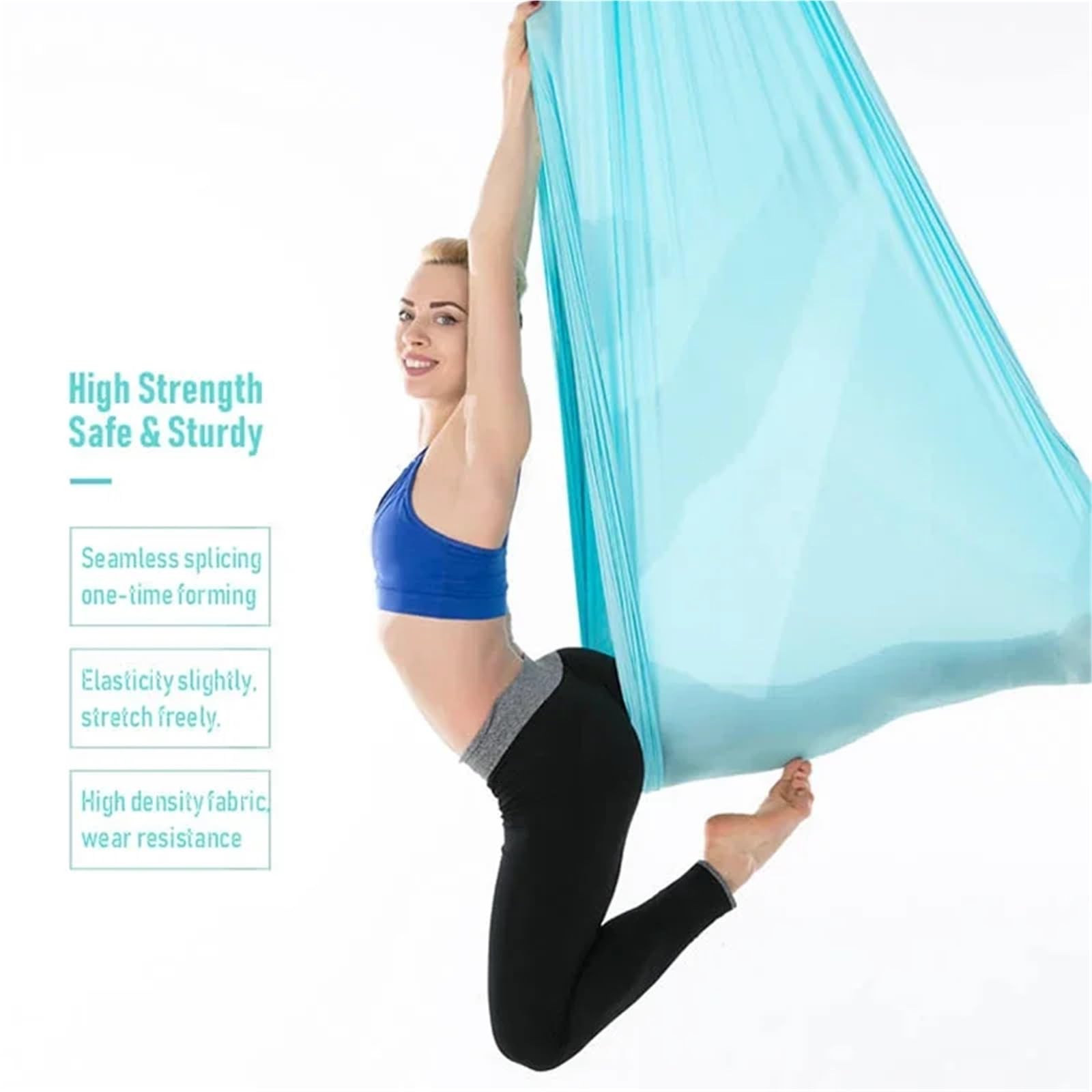 Columpio Yoga Aereo 5 * 2,8 m Alta Resistencia aérea Seda Yoga Swing Hamaca Vuelo inversión Yoga Cinturones for Gimnasio Ejercicio en casa Fitness