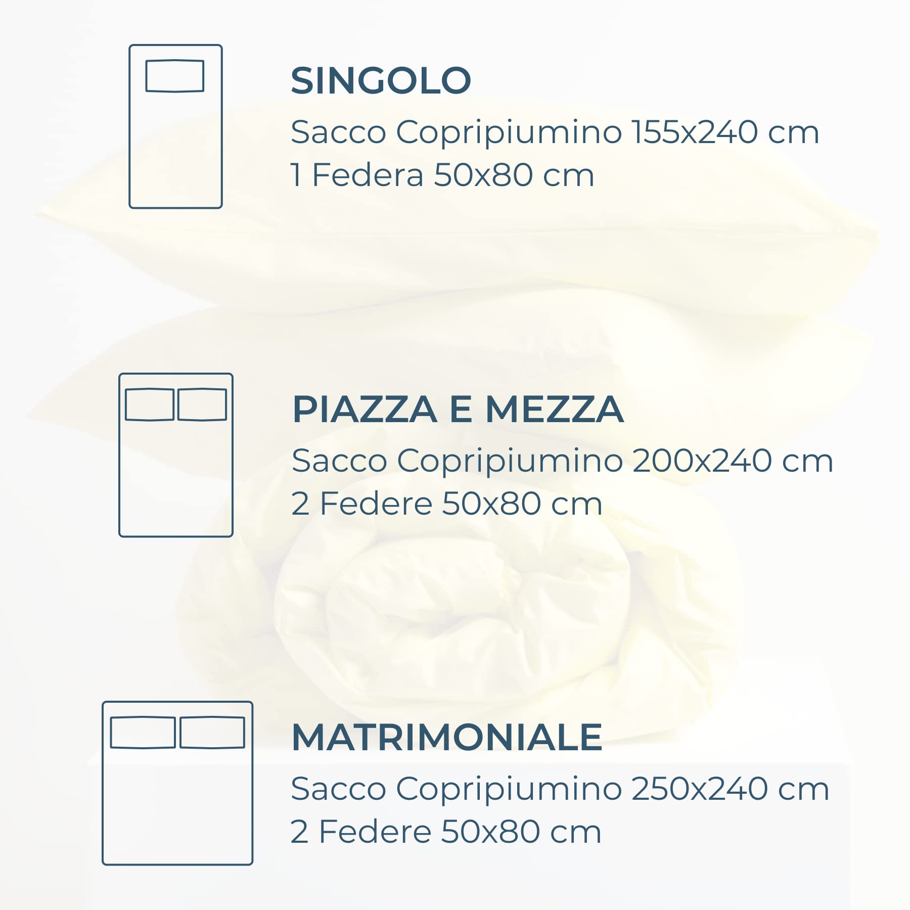 Lisola Set Copripiumino Una Piazza e Mezza in Cotone, Made in Italy, Sacco 200x240 cm con 2 Federe 50x80 cm, Tinta Unita