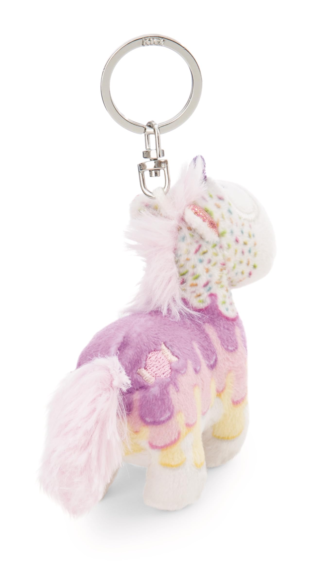 NICI 61900 breloczek jednorożec Sweety Rainbow, wierny towarzysz do plecaka lub torby, zawieszka do kluczy dla małych i dużych, 10 cm, biały
