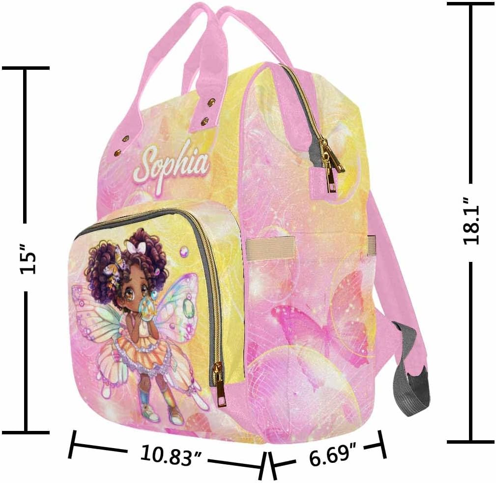 Customized Large Capacity Diaper Bags, Custom Cute Bubble-Blowing Girl Diaper Bags for Women Personalized Mommy Nursing Bags Casual Backpack for Women