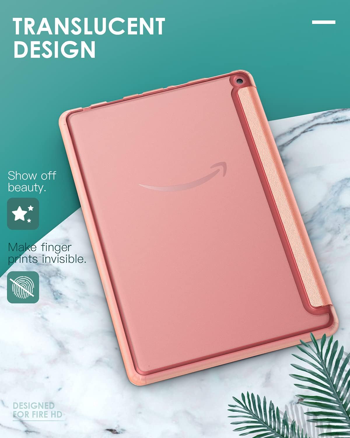 Dadanism All New Kindle Fire HD 10 Tablet Case and Fire HD 10 Plus Cover(11th Generation 2021 Release), [Flexible TPU Translucent Back Shell] for Fire HD 10.1 Inch, Auto Sleep/Wake, Rose Gold