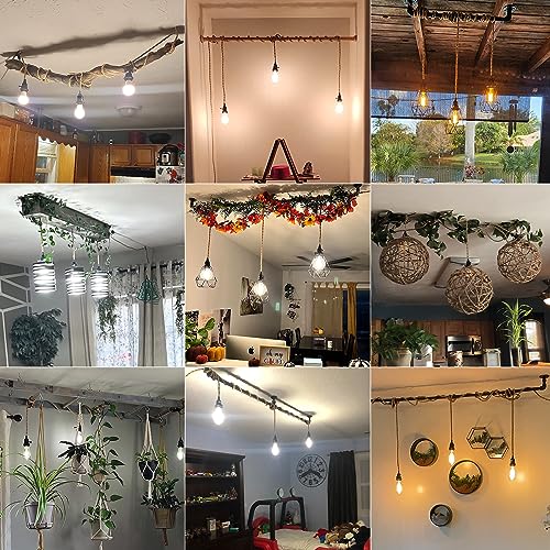Image of 3 Light Plug in Pendant Lights Cord Hanging Lamp Kit | 22 Ft Long Hemp Rope Farmhouse Pndant Light Cord Lighting Fixture Kits DIY Hanging Light