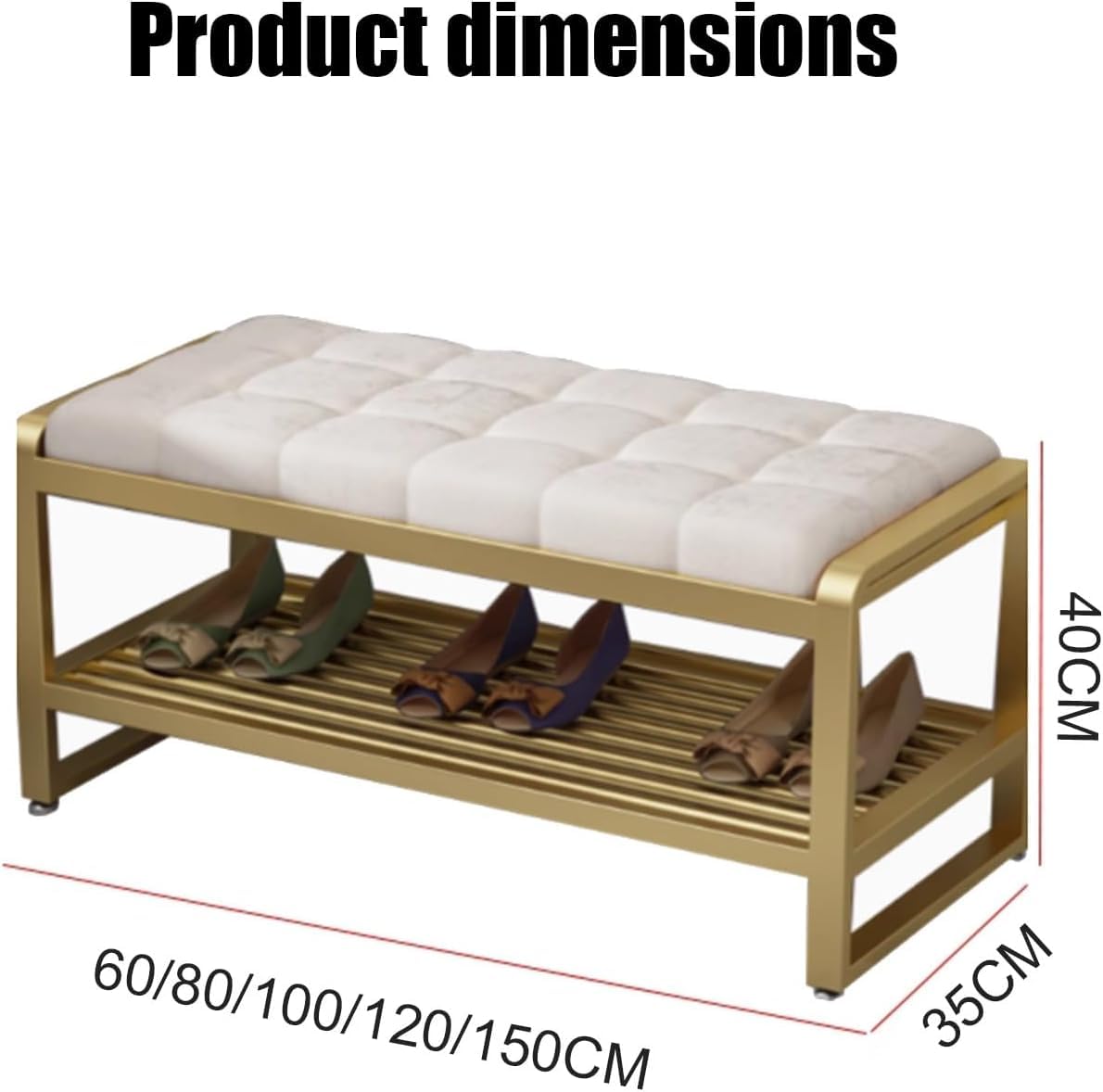 Banco de Entrada, Moderno otomano de Terciopelo con Espacio de Almacenamiento para Dormitorio, Banco tapizado con Patas Doradas