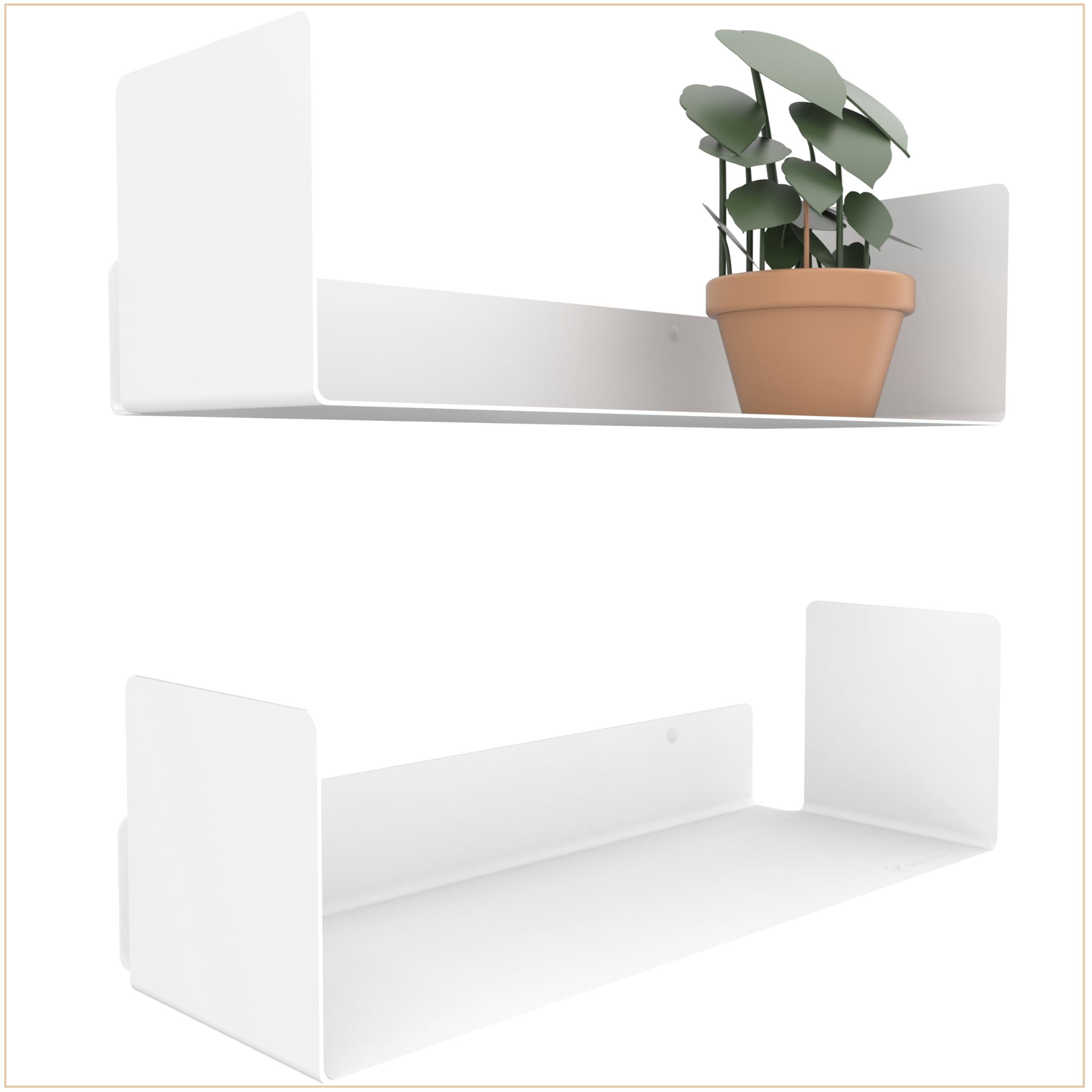 Baldas Flotantes Pared Blancas | Estanteria Pared Flotante Blanca | Floating Wall Shelves | Repisas de Pared Dormitorio | Estantes Pared | Estante Libros | Paquete de 2 | 40 cm de largo | 100% Acero