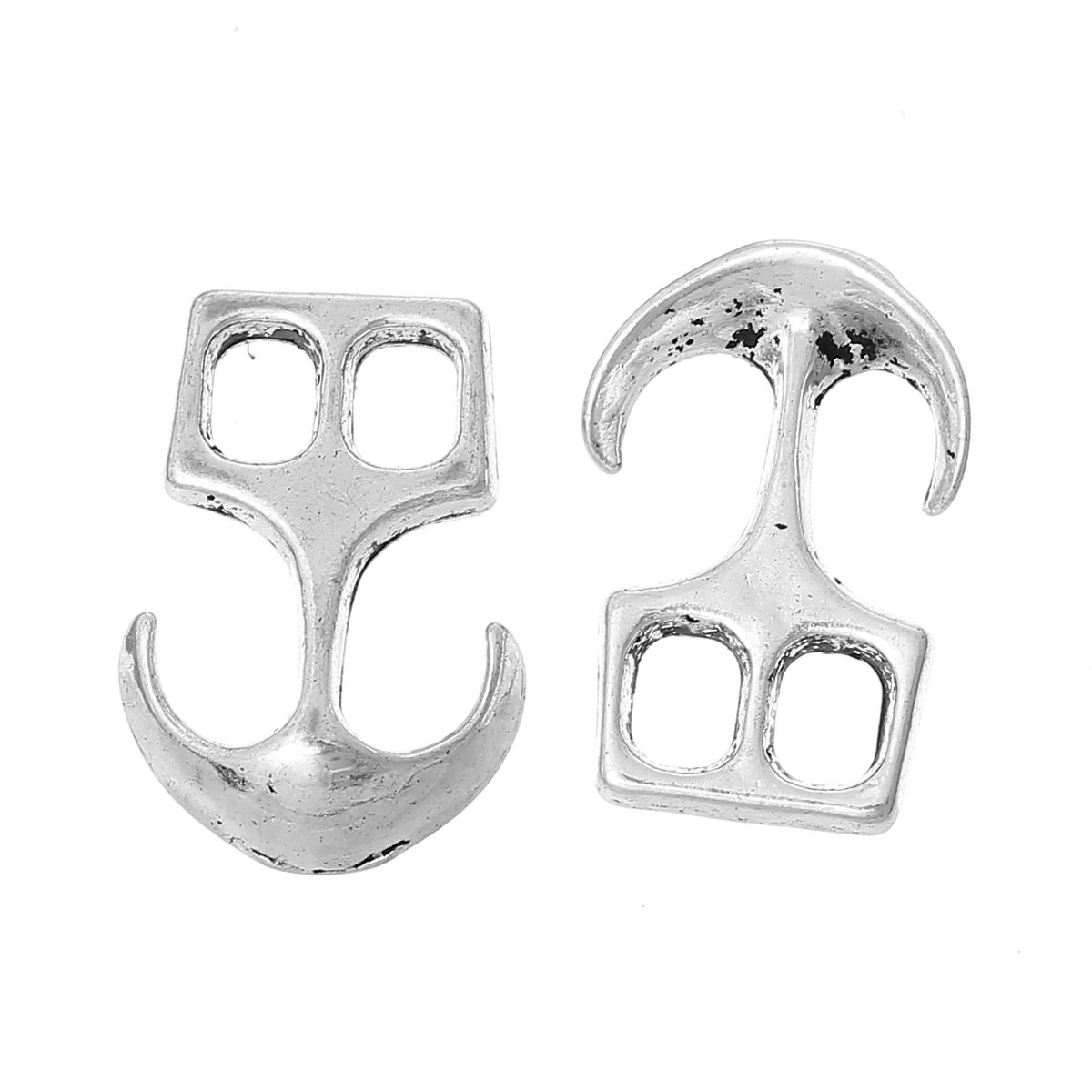 Fermoirs Ancre Métallique Lot De 12 Fermoirs à Crochet Forme Ancre 20x14mm Gris Métallique - Accessoires Bijoux DIY Fermoirs Zinc Gris Métallique - 3