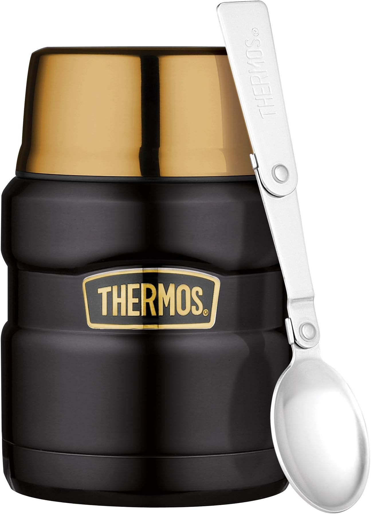 ThermosKing Flask Vacuum Insulated Food Flask 470ml Black & Gold
