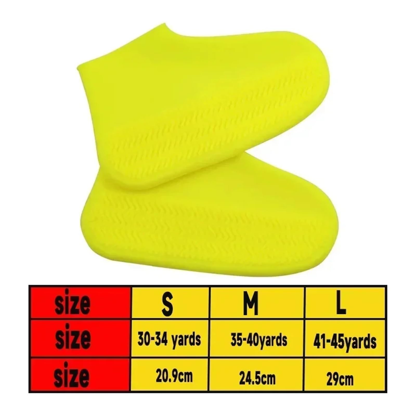 5 pares de cubiertas zapatos silicona impermeables y gruesas reutilizables, antideslizantes, resistentes al desgaste, for for zapatillas for días lluviosos para Limpieza de Alfombras(Yellow,S)