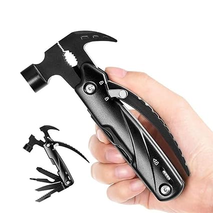 Samip 12-in-1 Multitool Hammer, Safety Lock, Screwdriver Bits Set and Durable Nylon Sheath, Potable Multi Tool Hammer Claw for Outdoor, Indoor, Camping, Hiking Ideal Gifts.