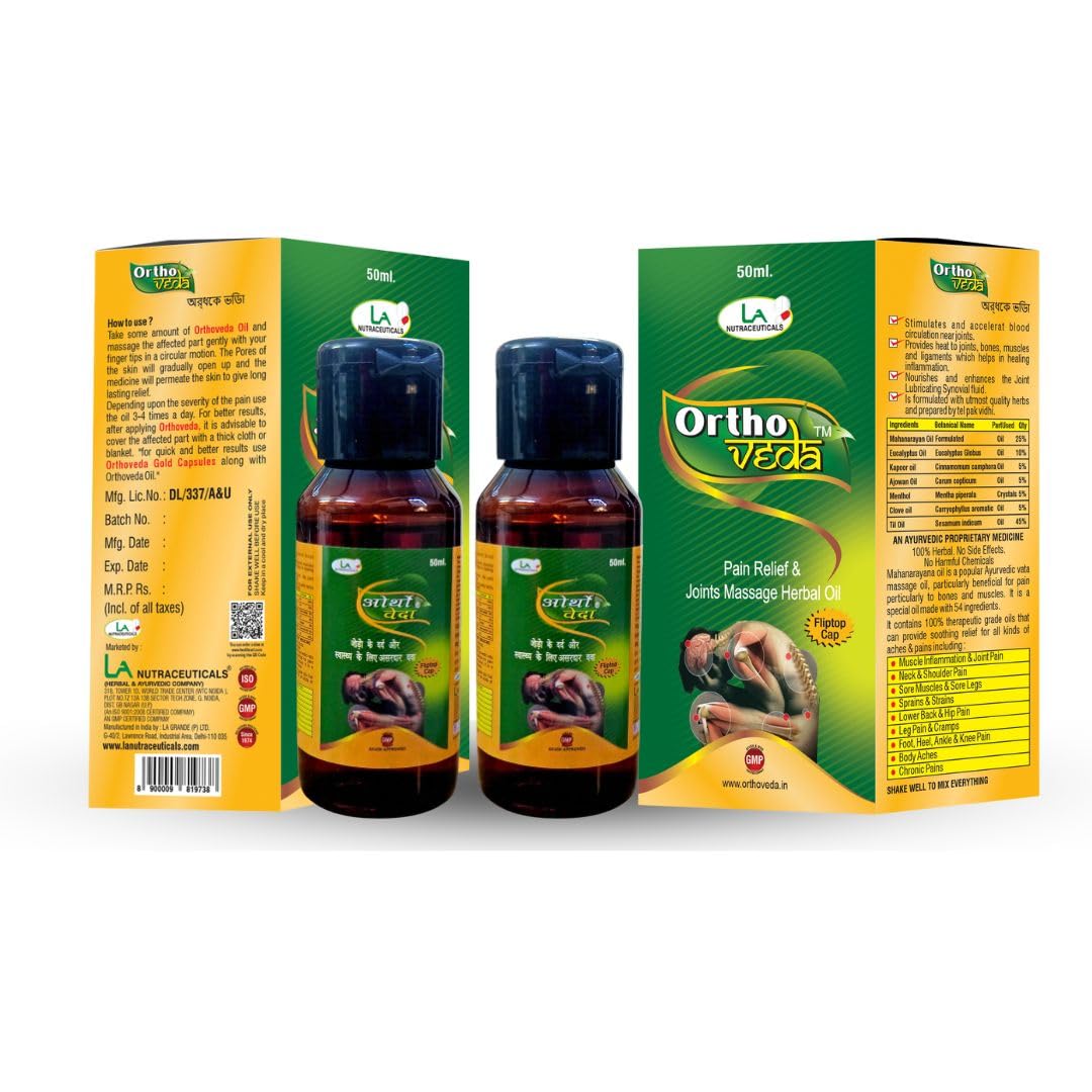 LA NUTRA's Ortho Veda Pain Relief & Joint Massage - 50ml Herbal Oil (Pack of 2)-image-16
