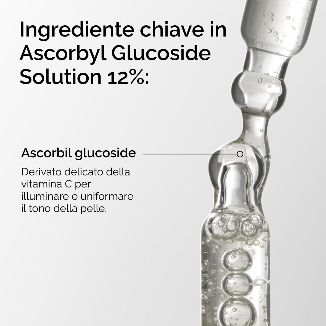 The Ordinary Ascorbyl Glucoside Solution 12%, Siero alla vitamina C illuminante per uniformare il tono della pelle e fornire protezione antiossidante, 30ml