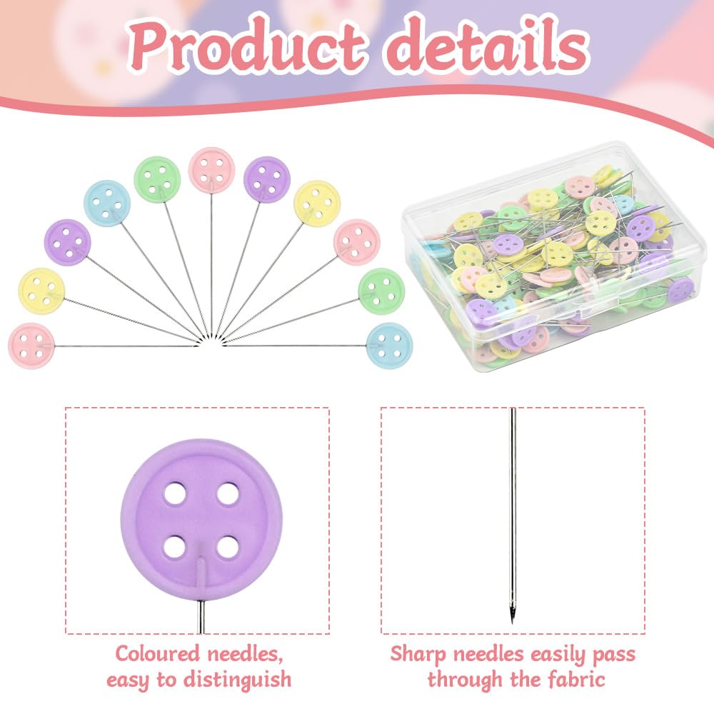 PEALOVCOM 400 Épingles Couture 53 Mm Colorées – Acier Inox Extra Fines