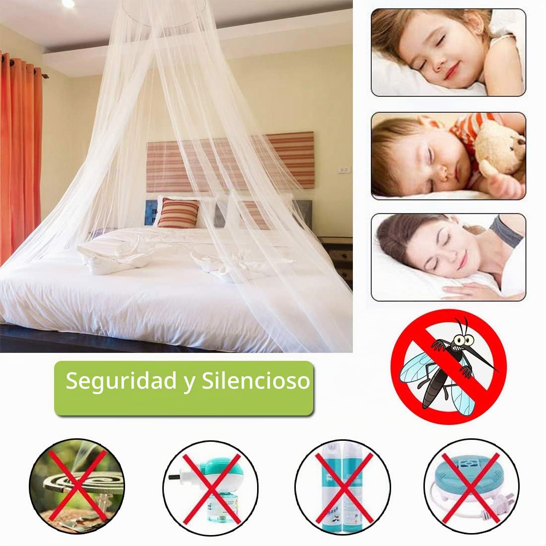 Canopy de Mosquitera Universal, Mosquito Net Blanca de Color Blanco con Diseño de Cúpula, Fácil Cama Colgante Canopy Netting, Protección de Red de Insectos para Camas Individuales y Dobles
