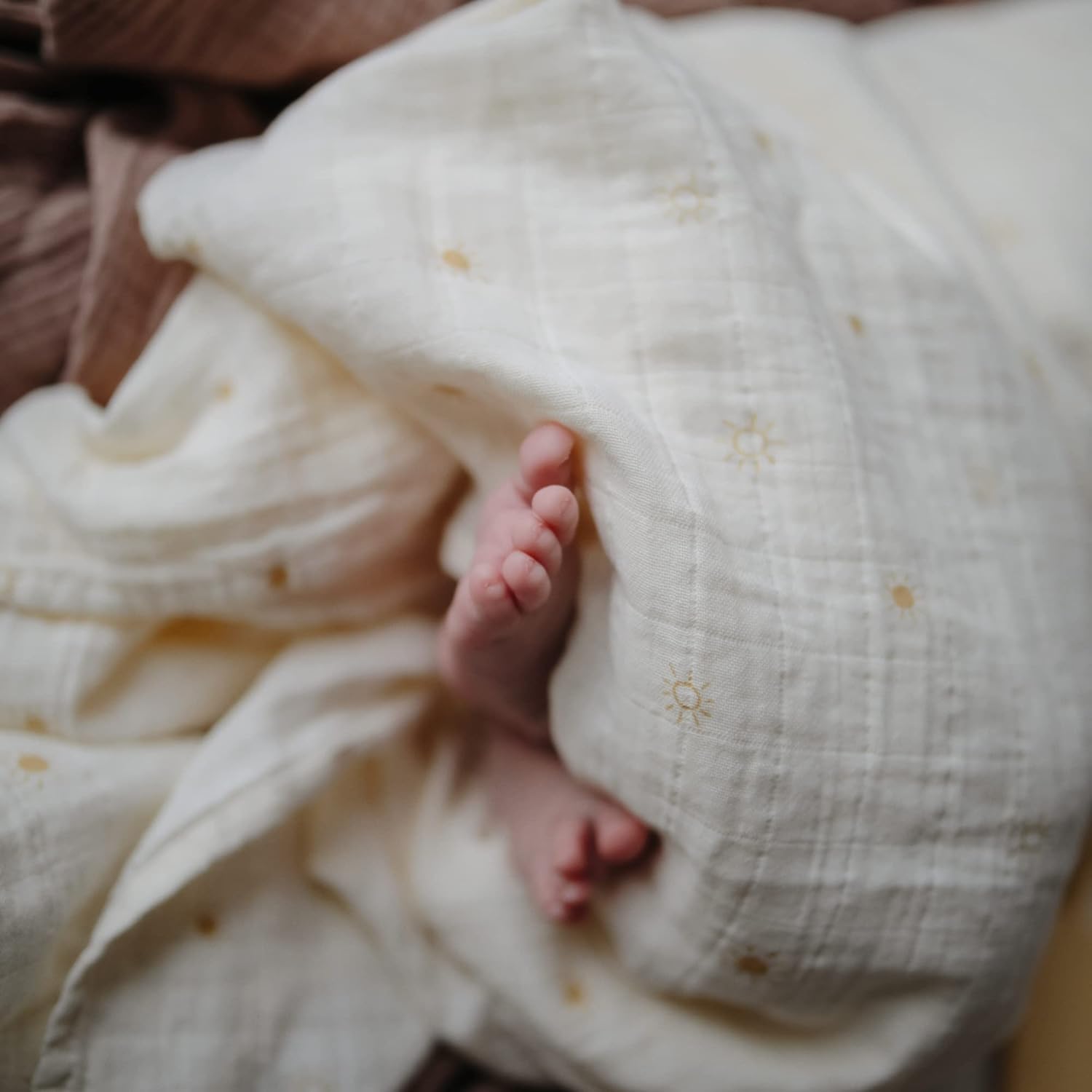 mushie Muslin Baby Swaddle Blanket | 100% Organic Cotton (Sun) - Image 4