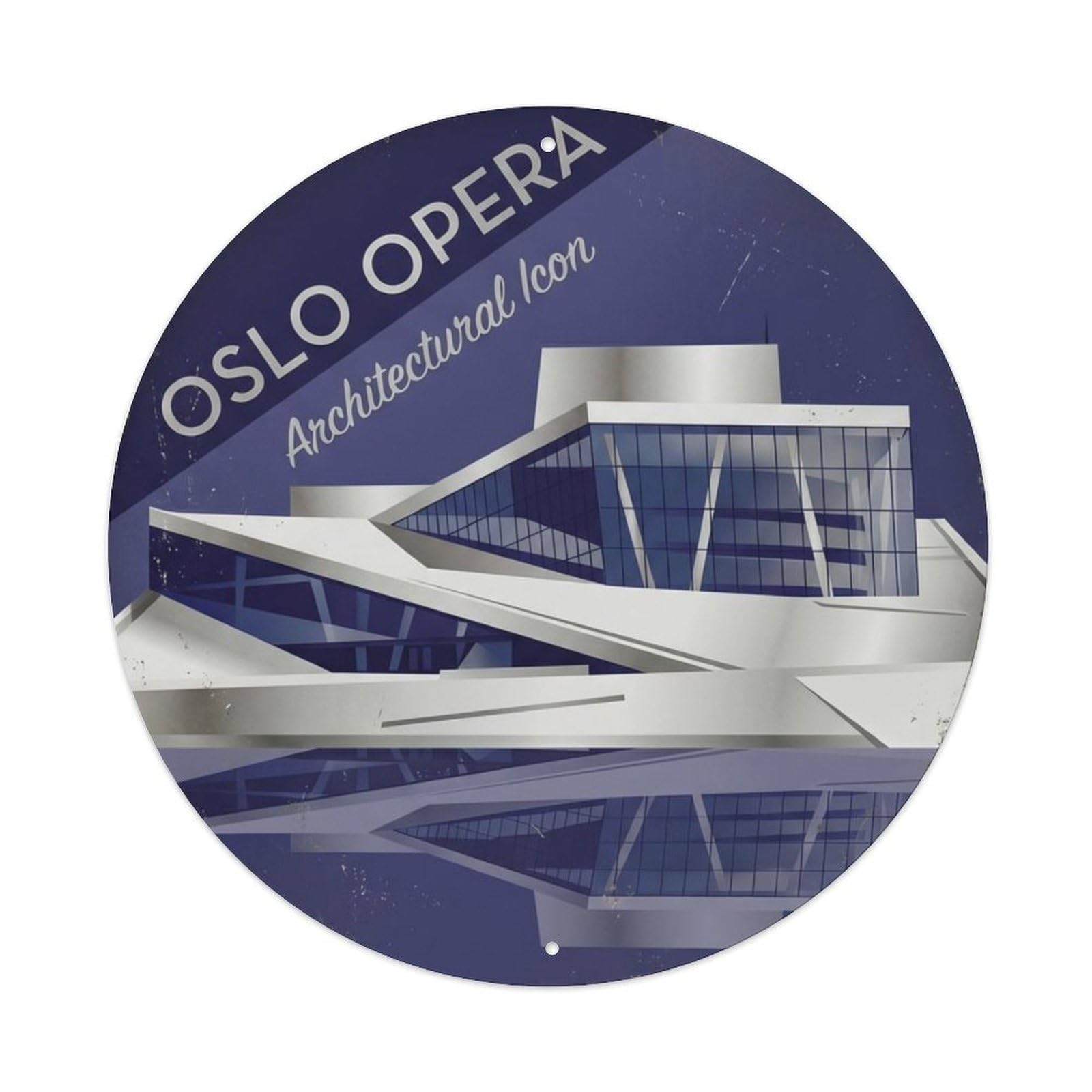 Opera Contemporary Hall Venue Metal Tin Sign Plaque Wall Decor for Cafe, Club Bar, Office, Home Garden Round Metal Poster 8x8Inch