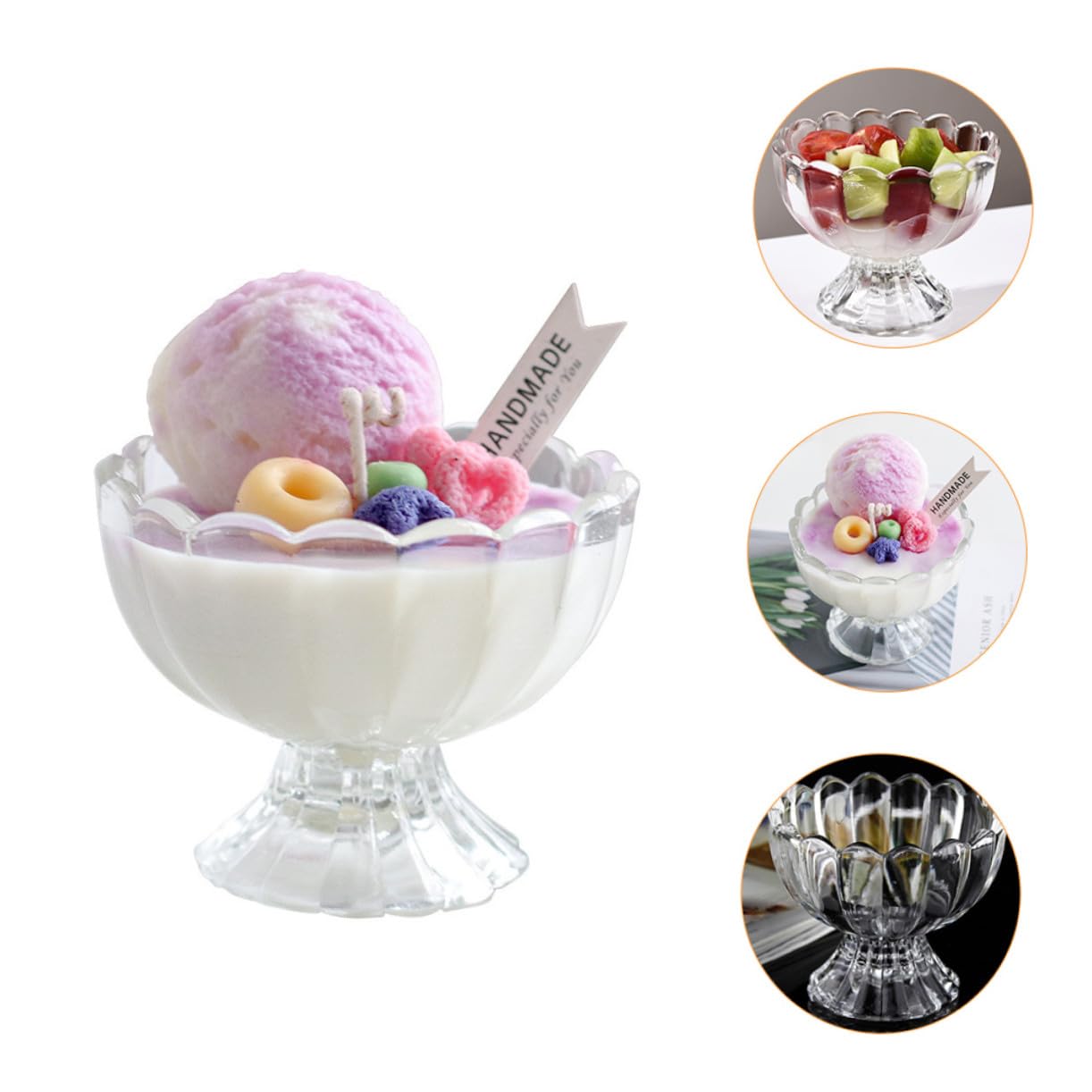 Hemobllo Coppa Di Gelato in Vetro Trasparente Da 100 Ml, Ciotola Da Dessert e Tazza Per Gelatina, Set Da 6 Pezzi Per Uso Domestico in Vetro Riutilizzabile e Facile Da Pulire