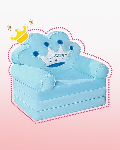 Miniatura 7 de MOONBEEKI Sofá cama plegable para niños, silla plegable de princesa para niños pequeños de 1 a 3 años, sofá cama para niños, silla tumbona plegable