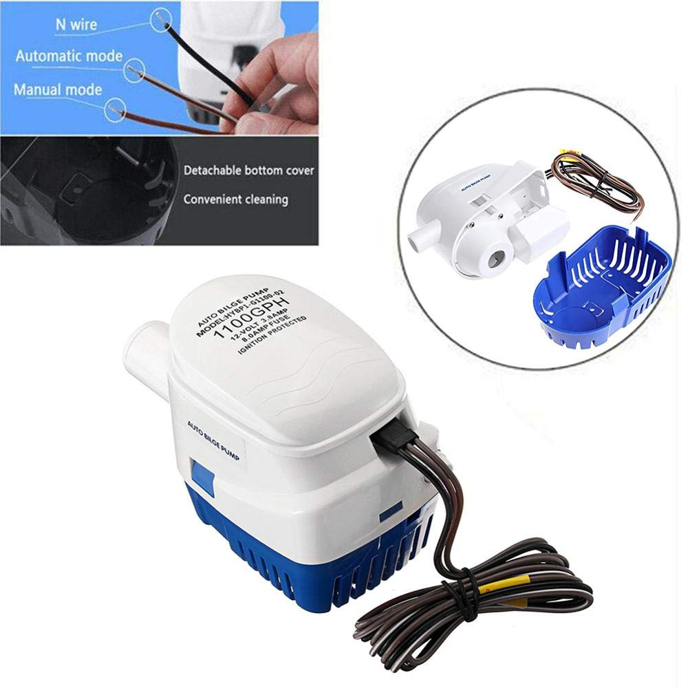 Pompa sommergibile per pozzetto Pompa di sentina 12V 1100GPH Pompa acqua marina automatica for barche con interruttore a galleggiante Pompa sommergibile for barche a motore Idrovolante Pompa di trasfe