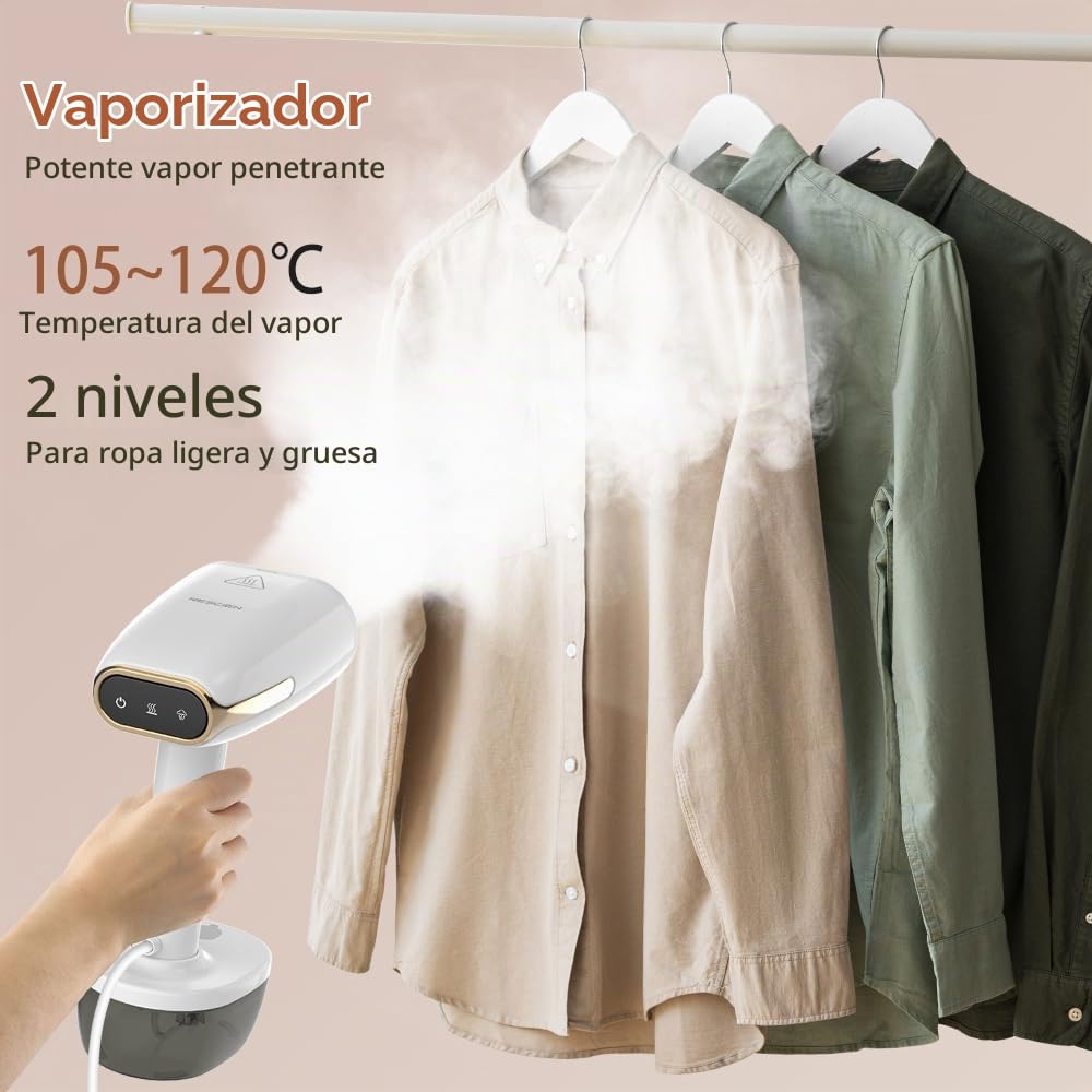 Plancha Vertical Vapor 1800W, 350ml Plancha Vapor Cepillo de Vapor, 30g/min Removedor De Arrugas de Planchado al Vapo, Plancha de Viaje para Hogar, Oficina, Viajes, Blanco