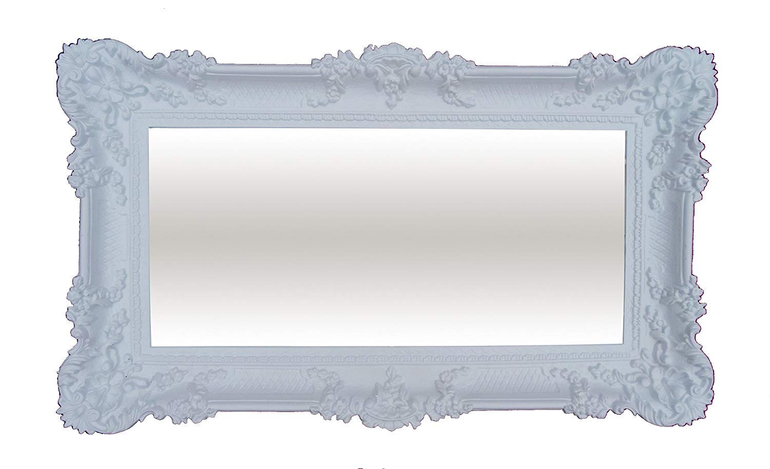 Specchio da parete XXL, colore bianco, 96 x 57 cm, stile barocco, stile shabby chic, 75SP