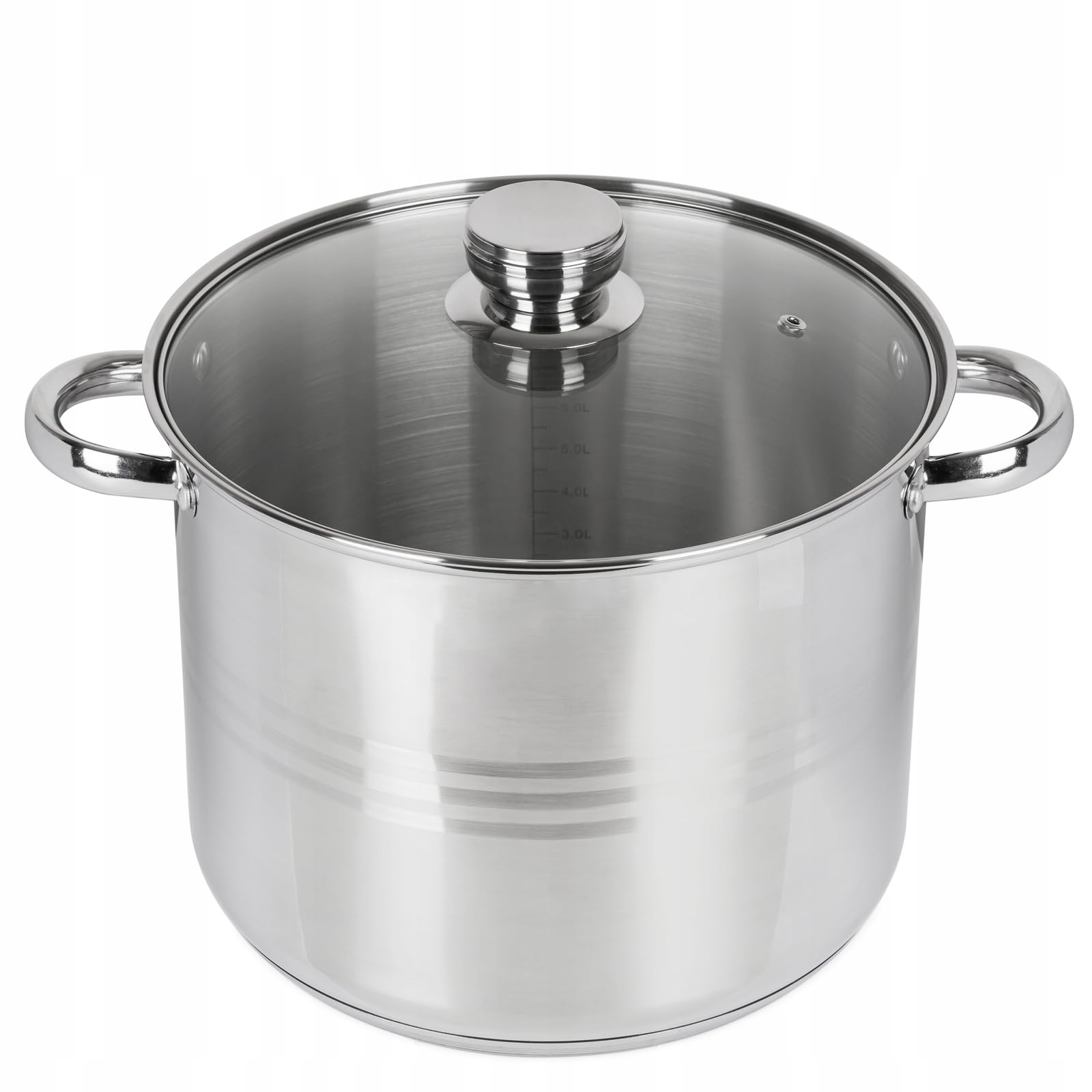 Grande Marmite en Acier Inoxydable 12L avec Couvercle en Verre pour Induction, Gaz 28cm Grande Casserole XXL