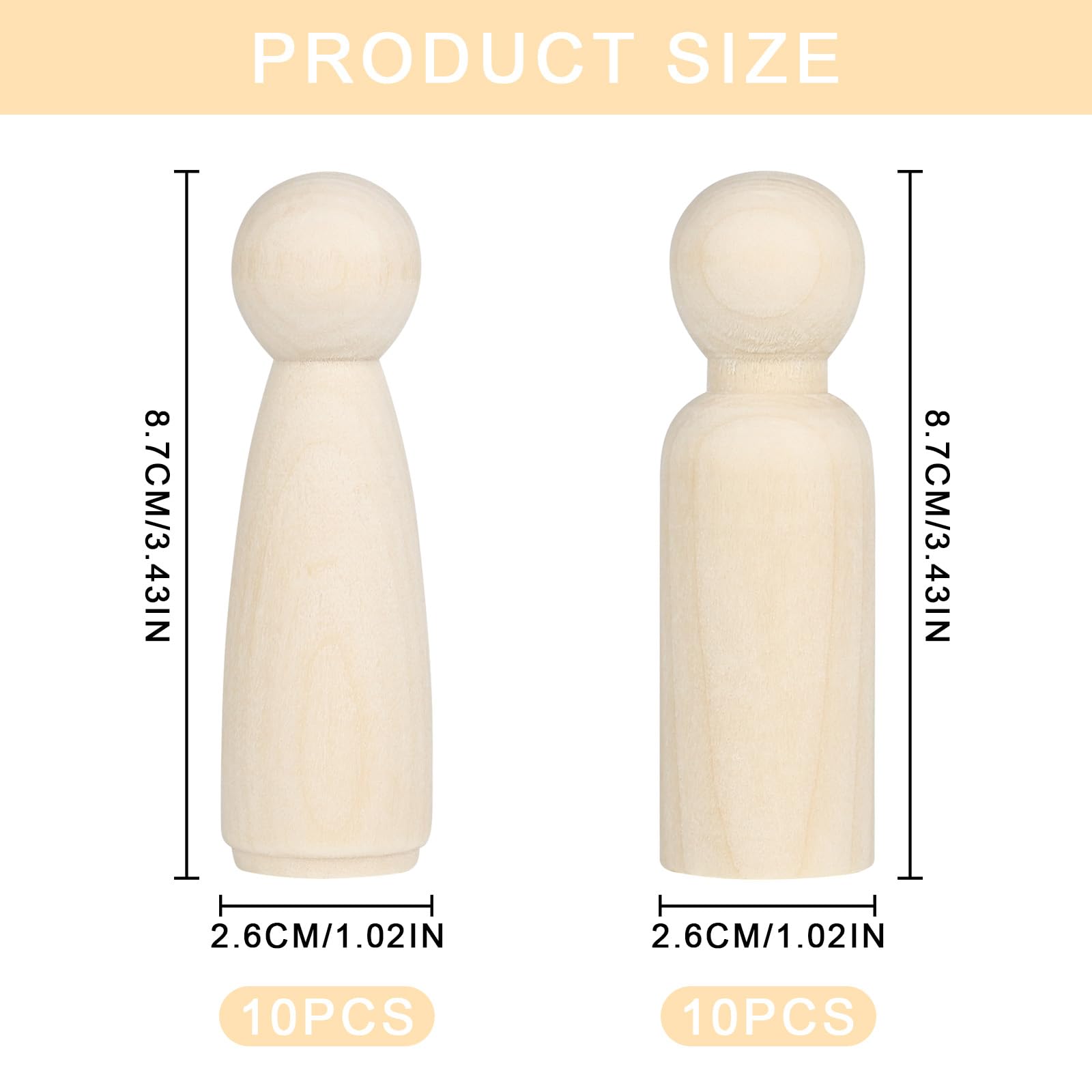 20 Piezas Grande Muñecas de Madera Peg 90 mm, Madera Manualidades, MuñEcos Madera, Natural De Pintar Para Diy DecoracióN, Manualidades, Bodas, Fiestas