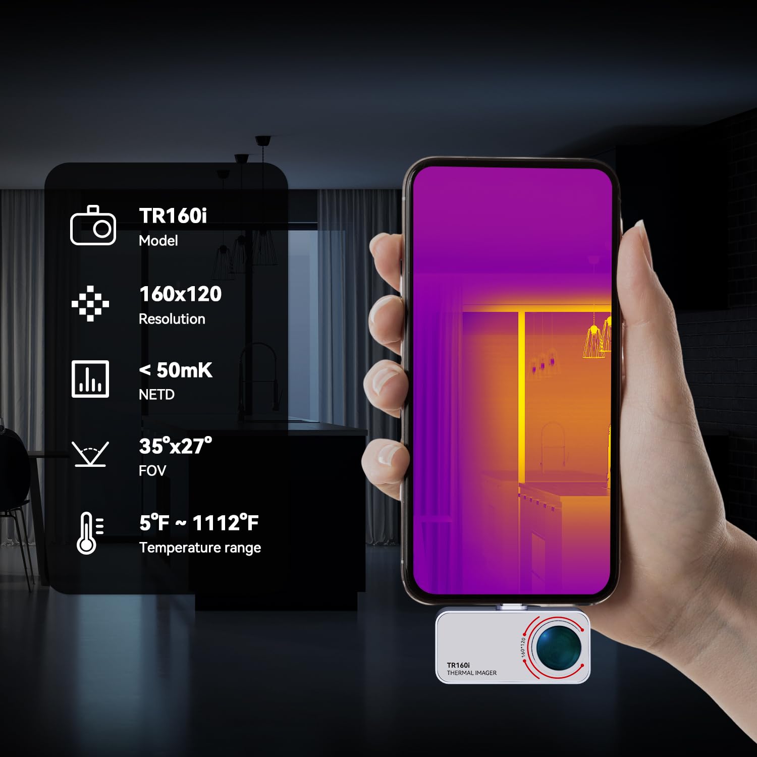 MiLESEEY TR160i Wärmebildkamera für Android Type-C,25Hz 160 * 120 Auflösung | 20g Vollmetallgehäuse, 3 Messmodi & 6 Farbpaletten. Messbereich -15°C bis 600°C.Kompatibel mit Phone, Tablet & PC