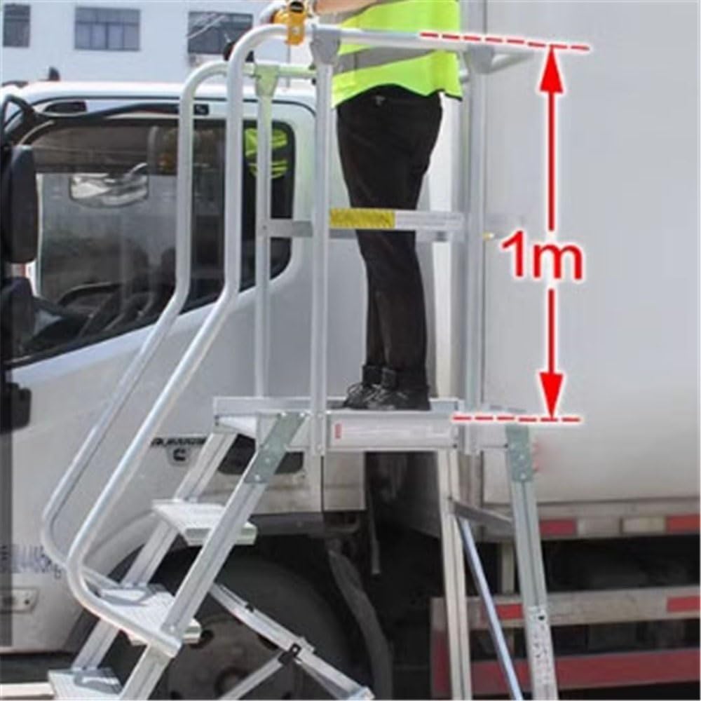 Elevación de andamios Escalera de ingeniería aleación aluminio, mantenimiento almacén, camión clasificación móvil, escalera plataforma trepadora 1,2 metros