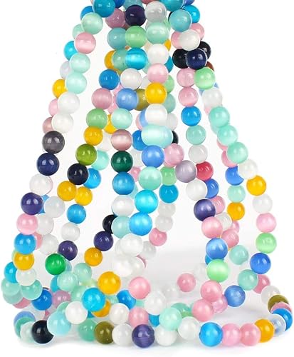 Miniatura 4 de Cuentas redondas de ojo de gato azul real de 0.394 pulgadas (0.394 in), piedras preciosas semipreciosas, sueltas para fabricación de joyas (38-40