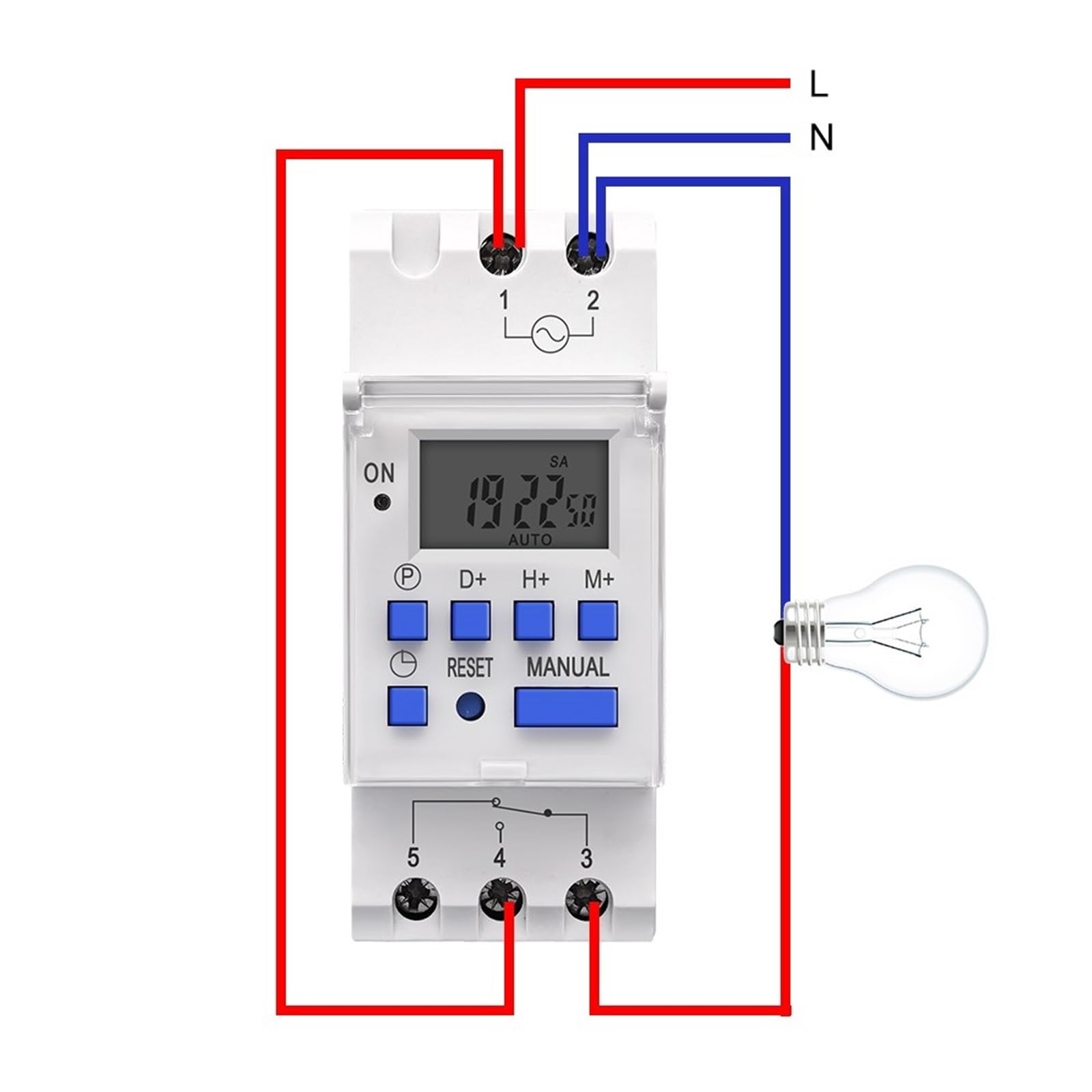 Temporizador de relé Digital programable semanal monofásico de 1 NO y 1 NC for Carril DIN, 7 días, CA 220 V, 230 V, 12 V, 24 V, 48 V, 16 A(24V AC DC)