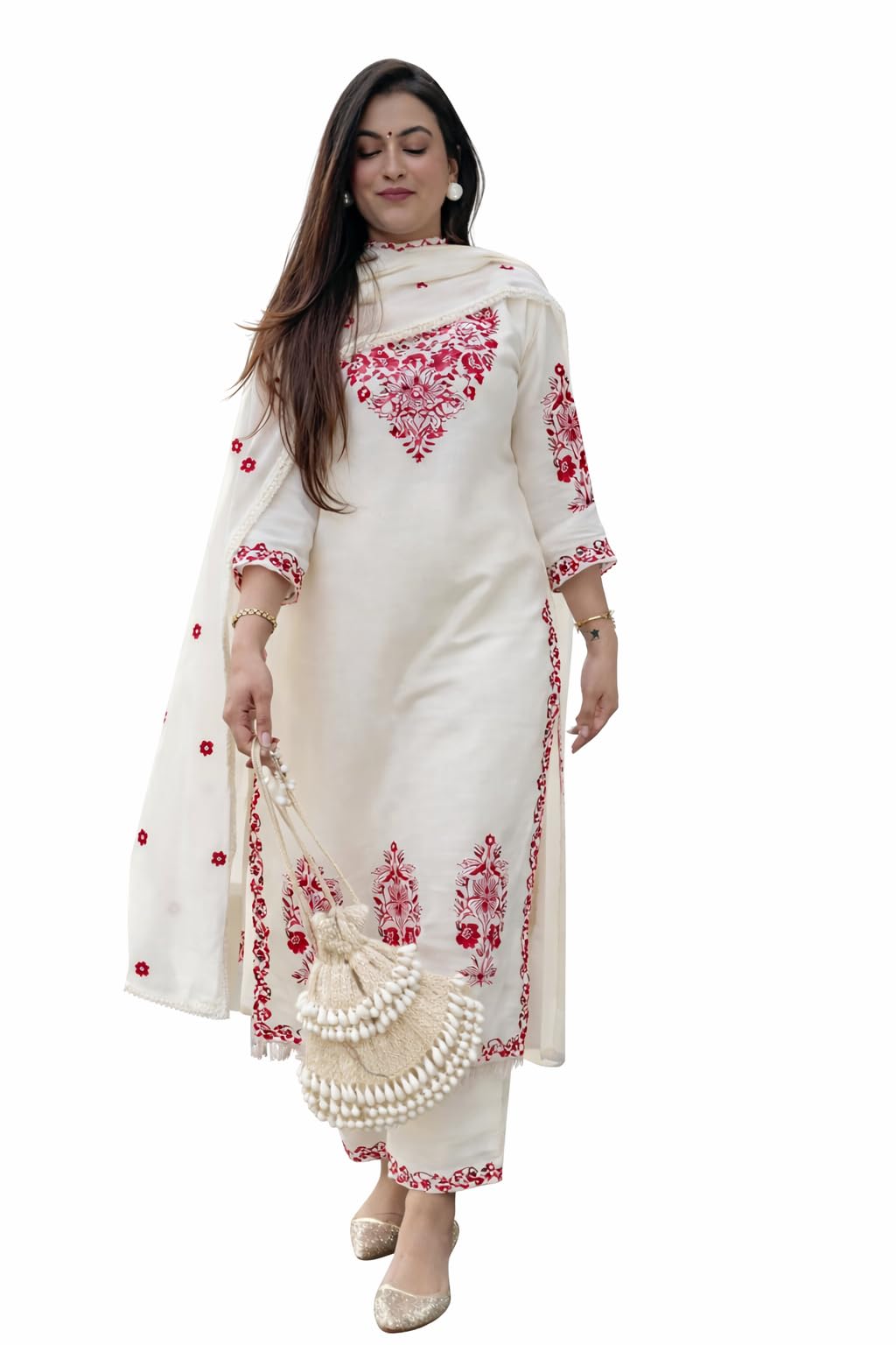 Women embroidered kurta pant with dupatta Set | Ethnic Wear Three Piece kurta set for women-image-16