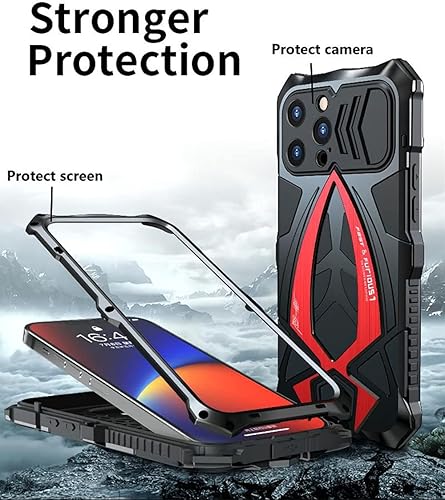 Miniatura 2 de Funda de metal para iPhone 13 Pro a prueba de golpes con aluminio y goma de silicona híbrida de triple capa de protección contra caídas de grado