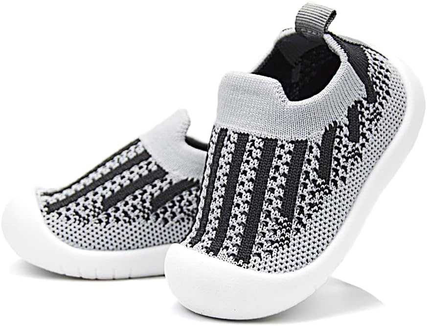 Image of Baby Toddler First Walker Shoes Kids Trainers Lightweight Breathable Walking Slip On Sneakers Non Slip Soft Sole Slippers Indoor Outdoor Boys Girls