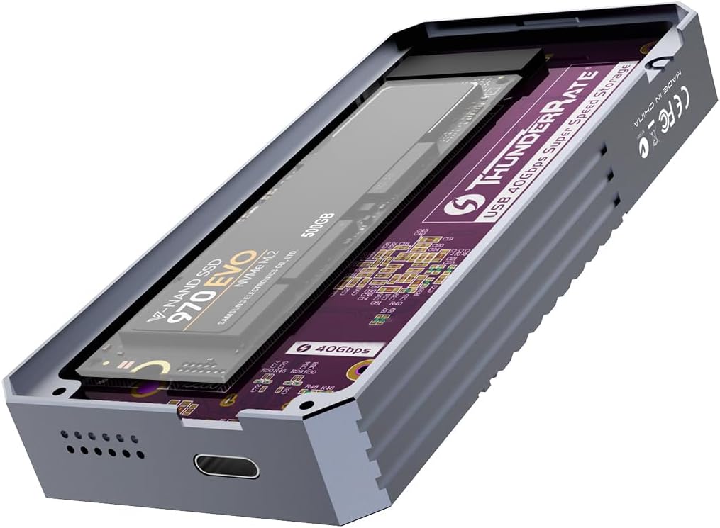 JMT USB 4.0 SSD Enclosure 40Gbps M.2 NVMe 2280 to USB-c Solid State Drive Case Compatible with Thunderbolt4/3 USB 3.2/3.1/3 (TB-2464)