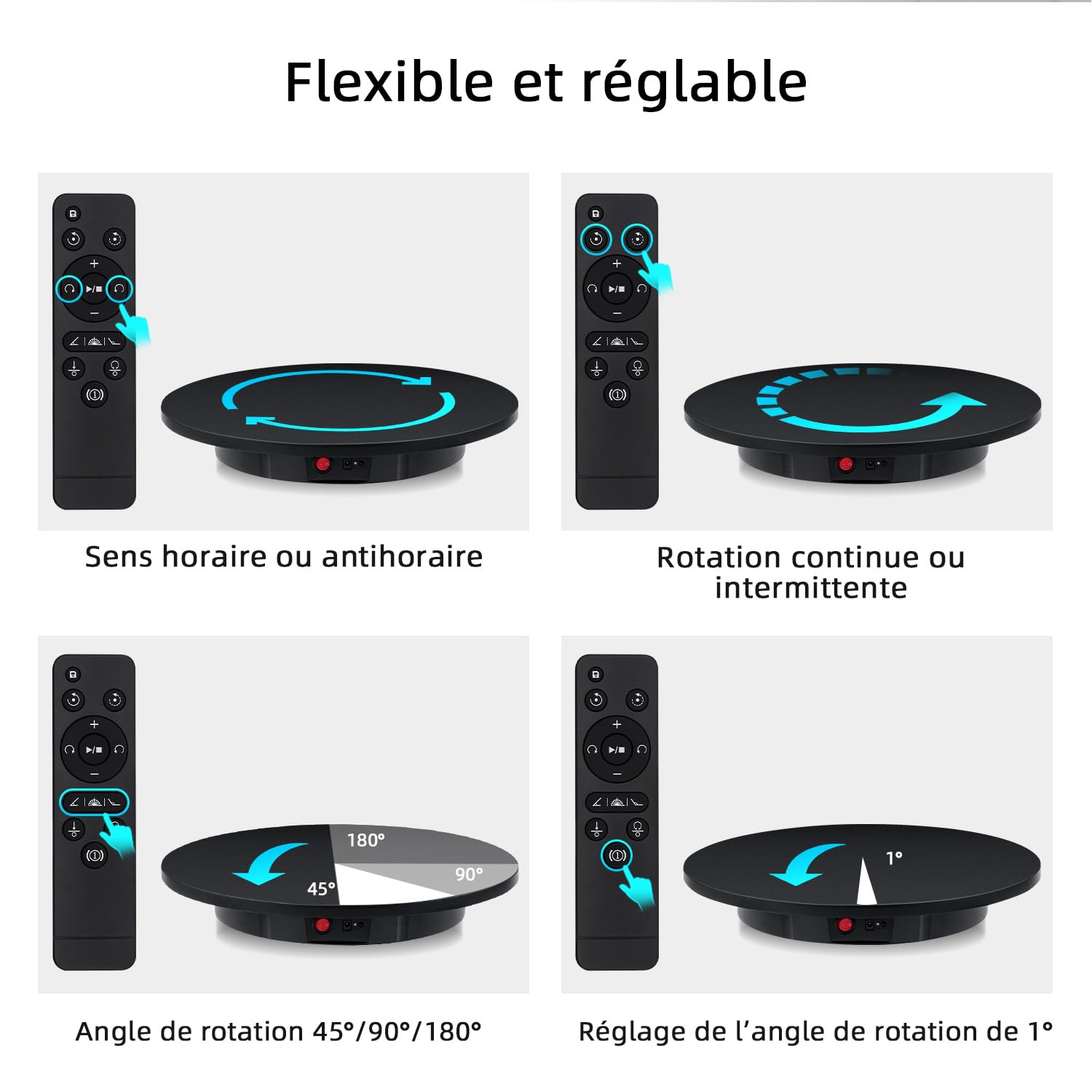 Mcbazel 360° Platine Tournante Électrique 42cm Photographie Professionnelle Platine 100KG Platine Tournante Motorisée Automatique Présentoir Rotatif à 360 Degrés pour Vidéo/Bijoux/Montres - Noir