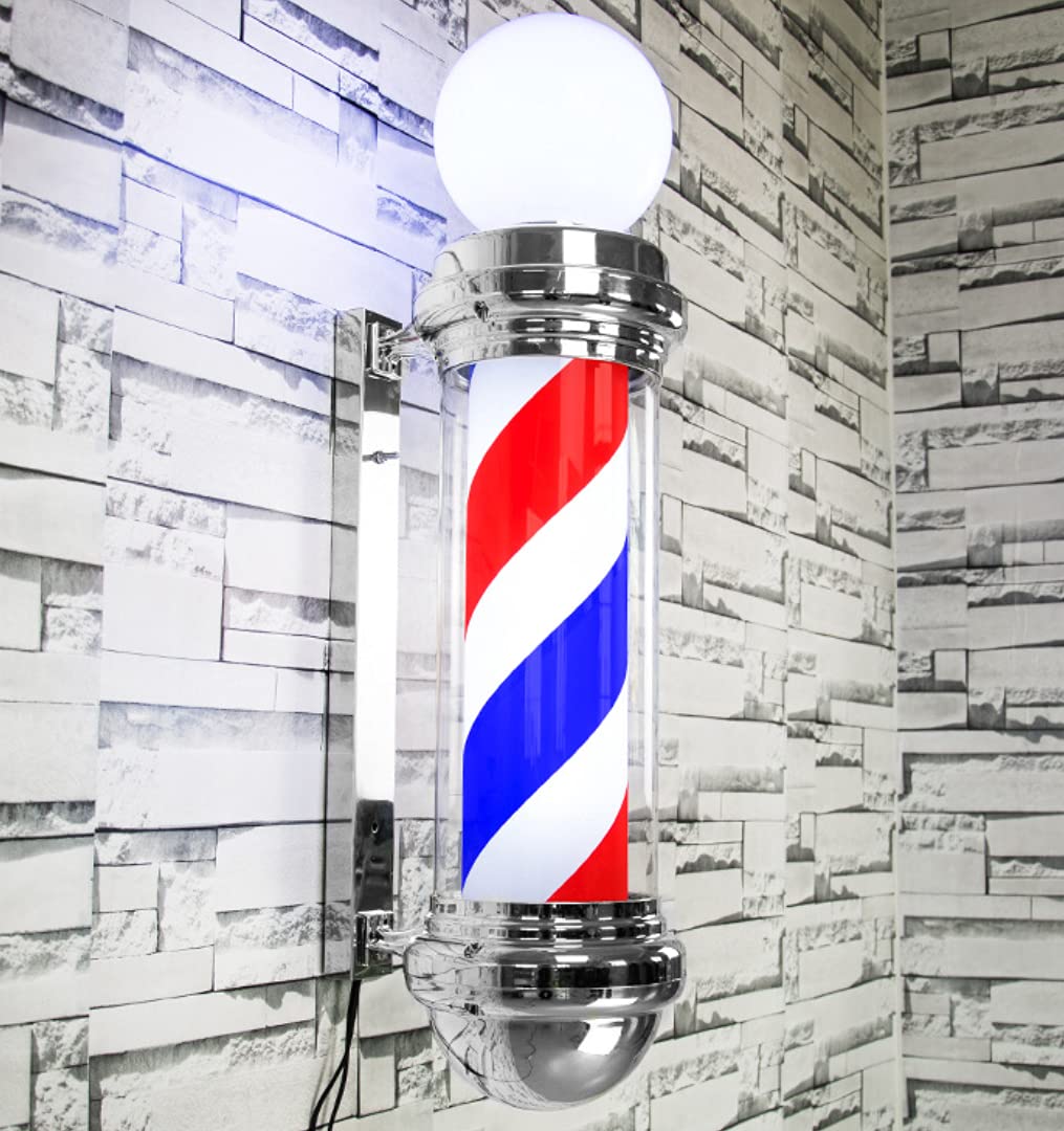 Friseurstangenlicht, LED-Friseurstangen-Friseurladen-Öffnungsschild, leuchtendes Globuslicht, rote, weiße und blaue Streifen, rotierende Friseursalon-Wandlampe for Energiesparen(Blue and white)