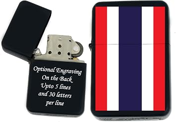 GIFTS INFINITY Flags of The World Nations UV Printed Windproof Oil Lighter - Personalized Custom Engraving on The Back P -T Thailand - Christmas, Halloween & Valentines Day Gift