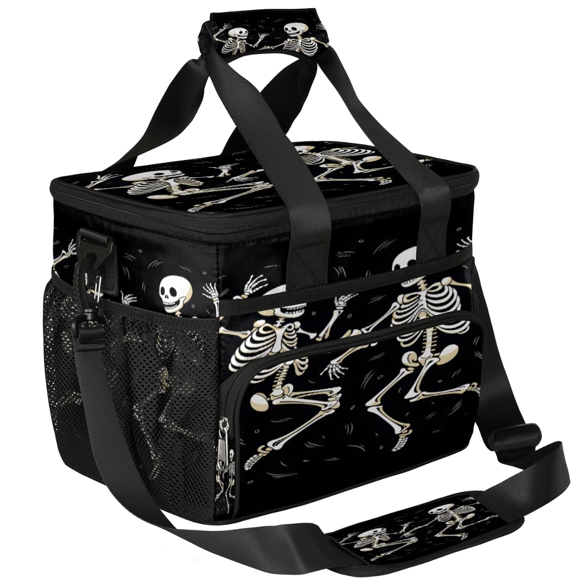 Dance Skull Insulated Picnic Backpack Lunch Box for Women Men Picnic Basket Tote Lunch Bag Picnic Bag Portable Lunch Bags for Picnic, Beach, Work, Trip,Office, Camp Skeletons Dancing