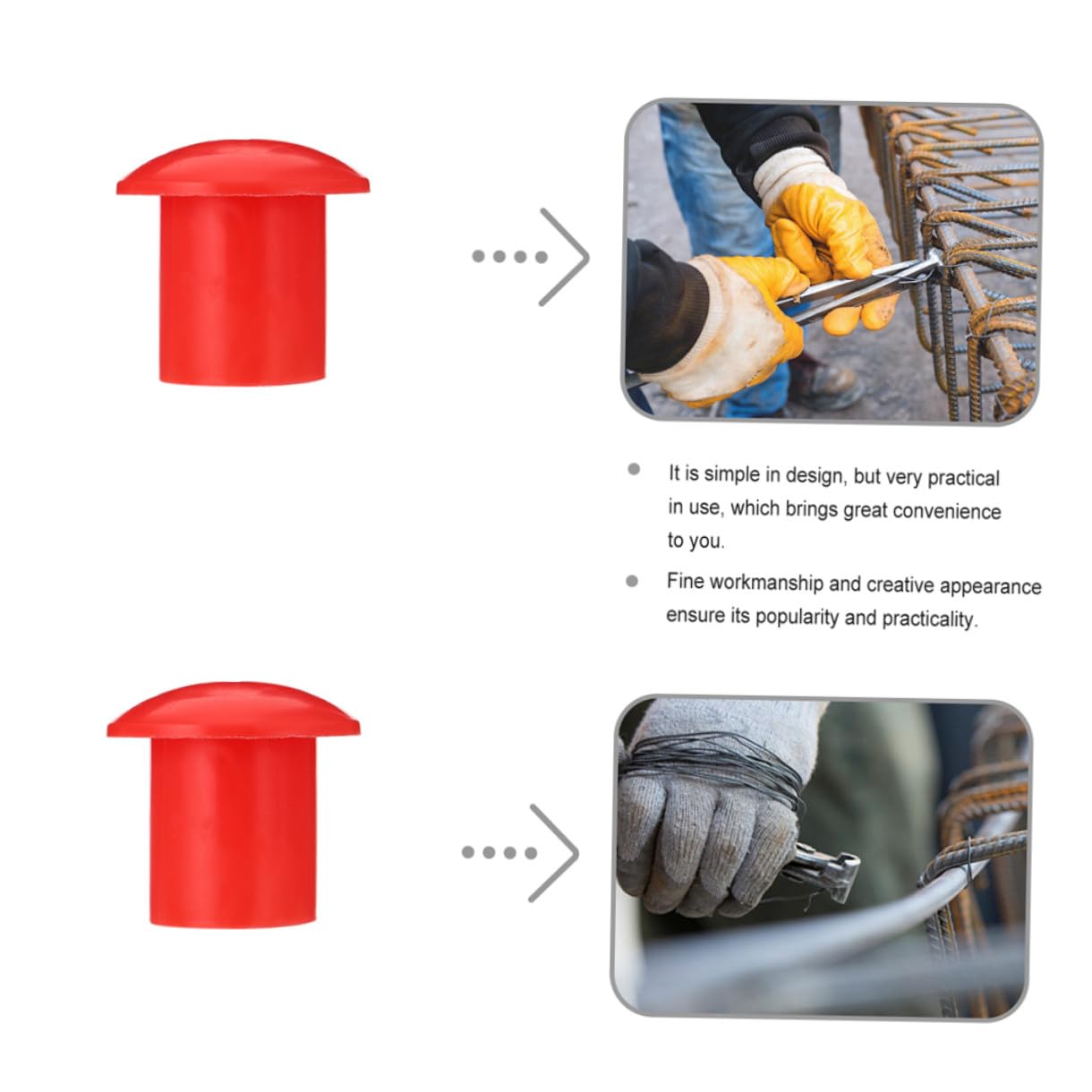 Capuchons de Sécurité Rouge pour Barres D’armature en Plastique 60 Pièces