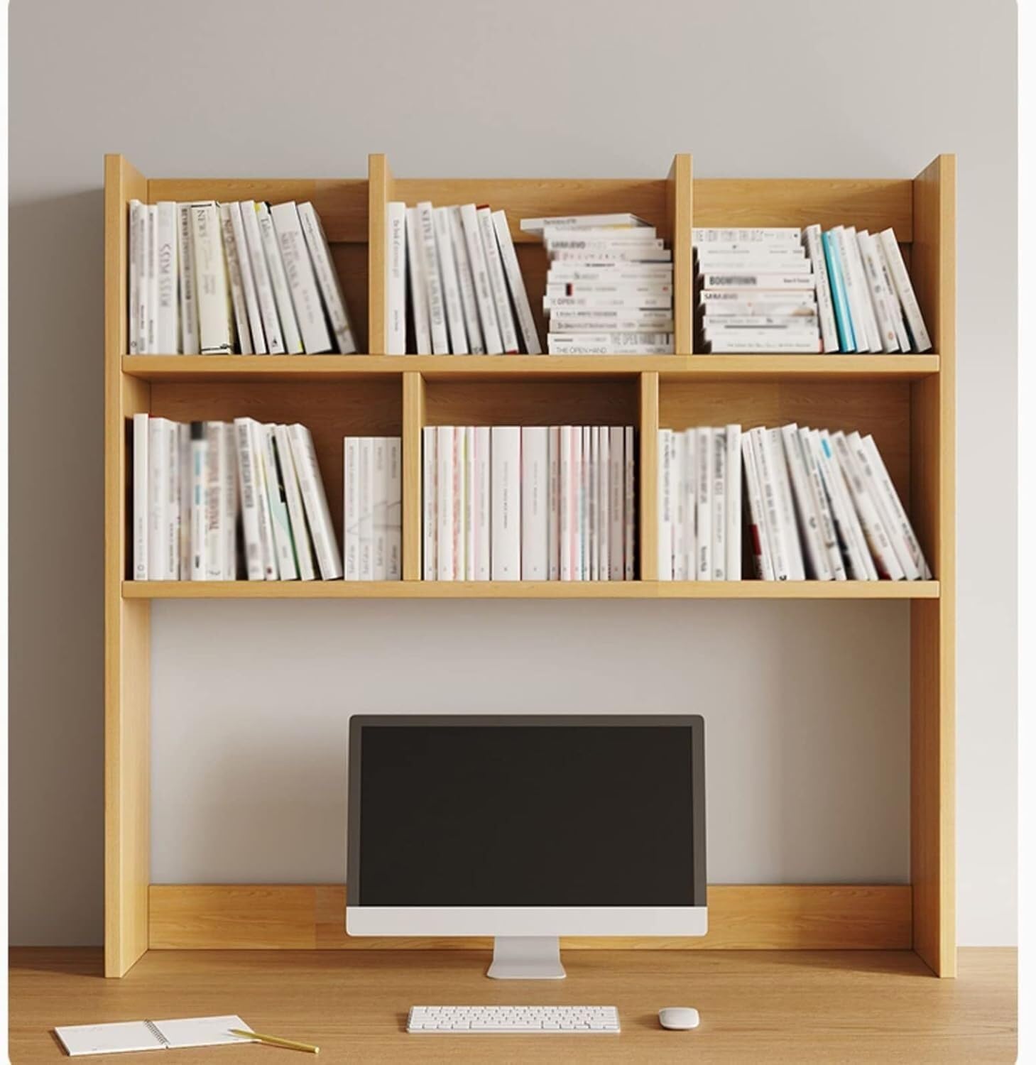 Lshtshf-ou Wood Desktop Bookshelf Organizer, Display Shelf Rack For Office Kitchen(Beige,L70cm)