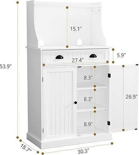 Miniatura 2 de ARTPOWER - Gabinete/Soporte de microondas de cocina de 54" con almacenamiento y cajones, armario de almacenamiento de despensa con alacena y