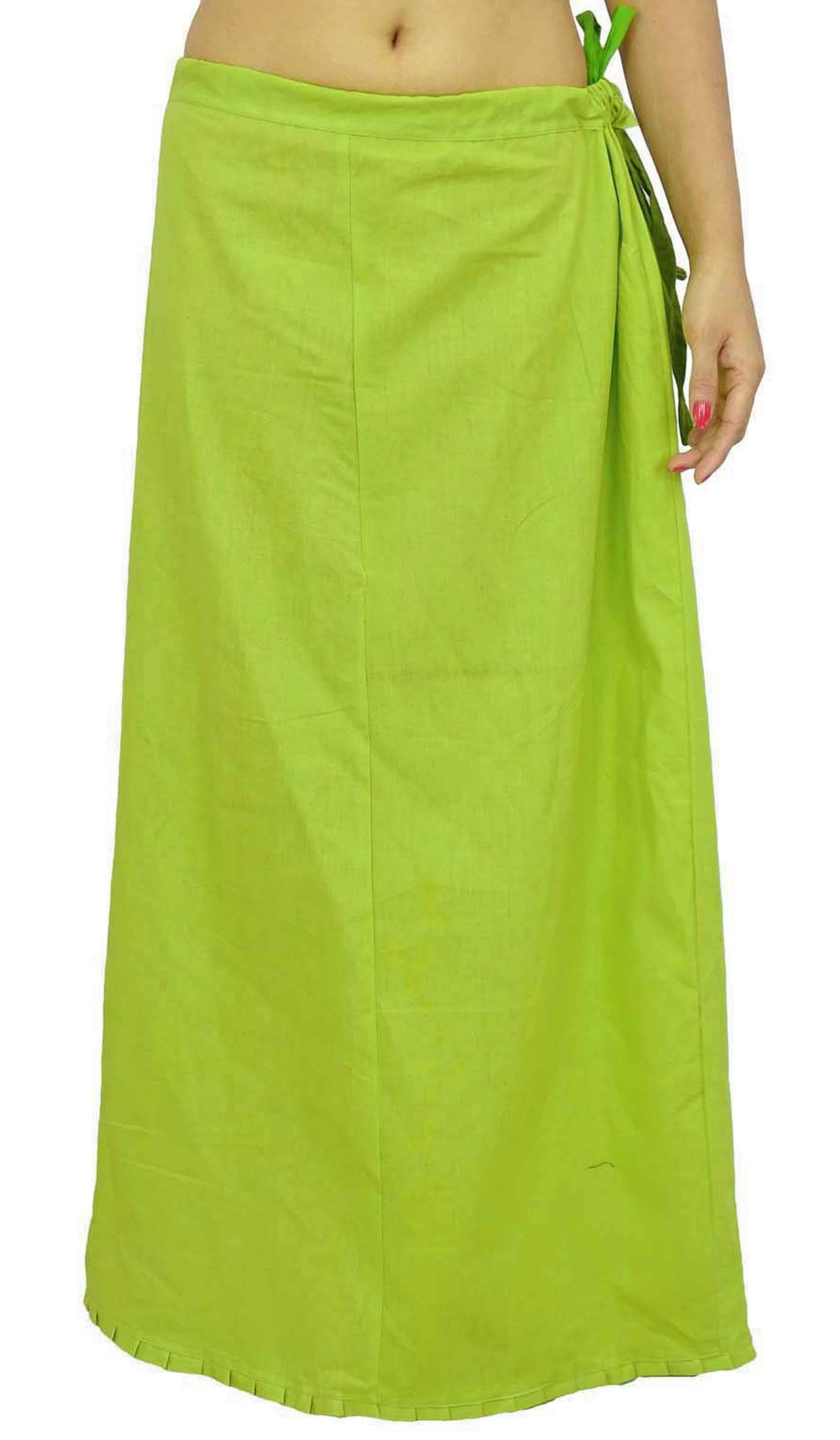 Saree Petticoat Underskirt Cotton Bollywood Indian Lining For Sari Green