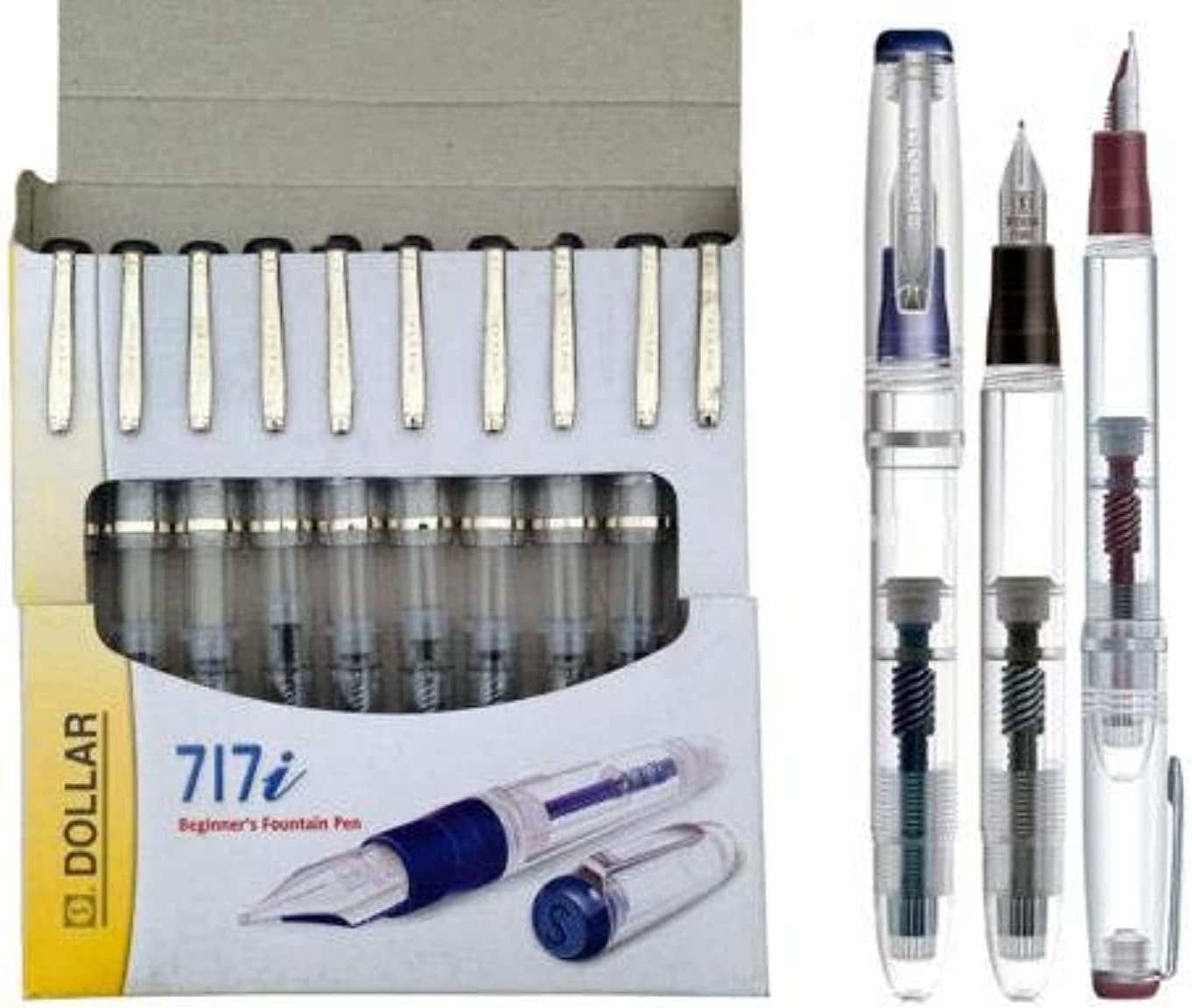 Dollar 717 Transparent Fountain Pen -Pack of 10